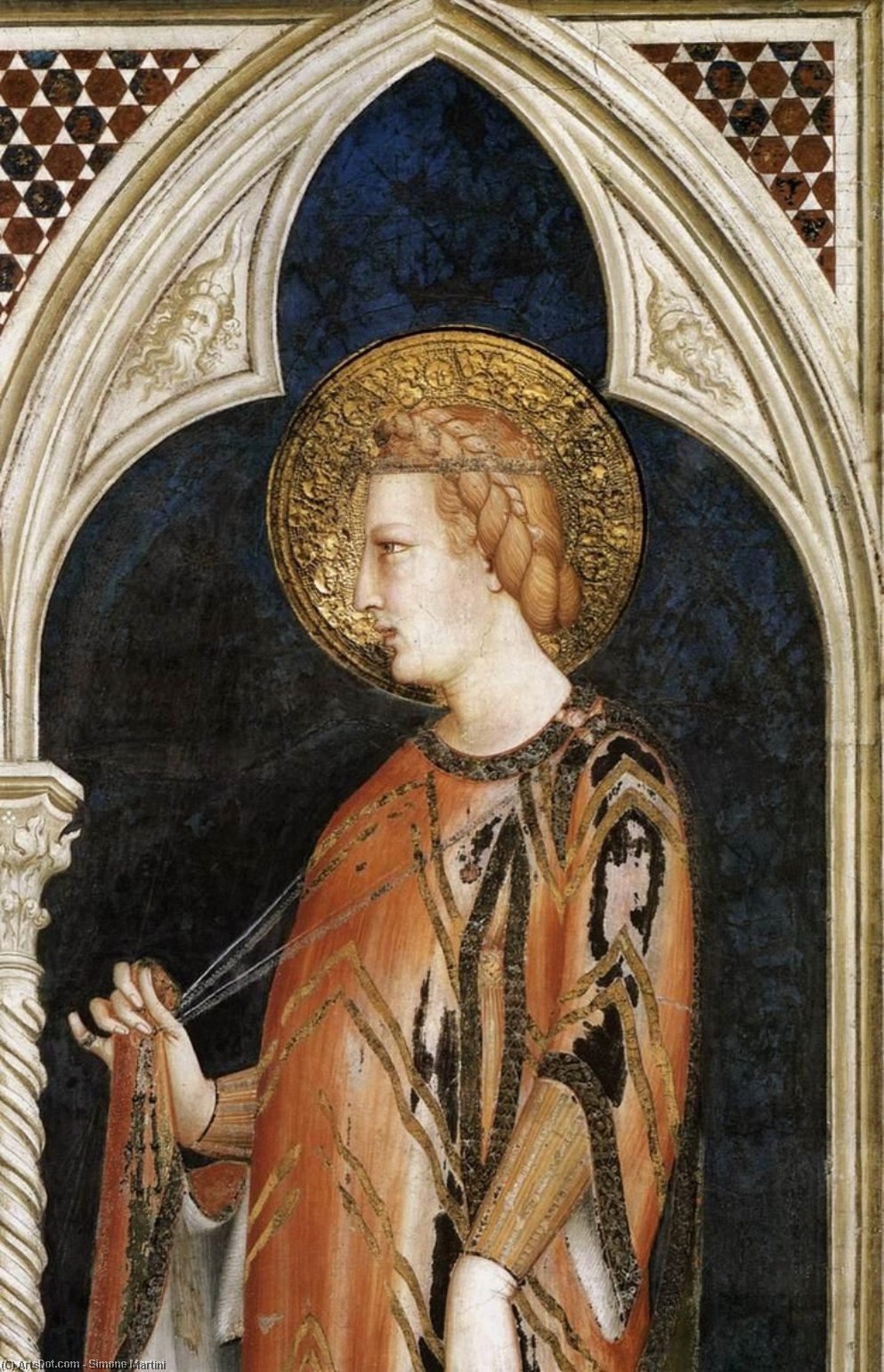 Wikioo.org - The Encyclopedia of Fine Arts - Painting, Artwork by Simone Martini - St Elizabeth of Hungary (detail)