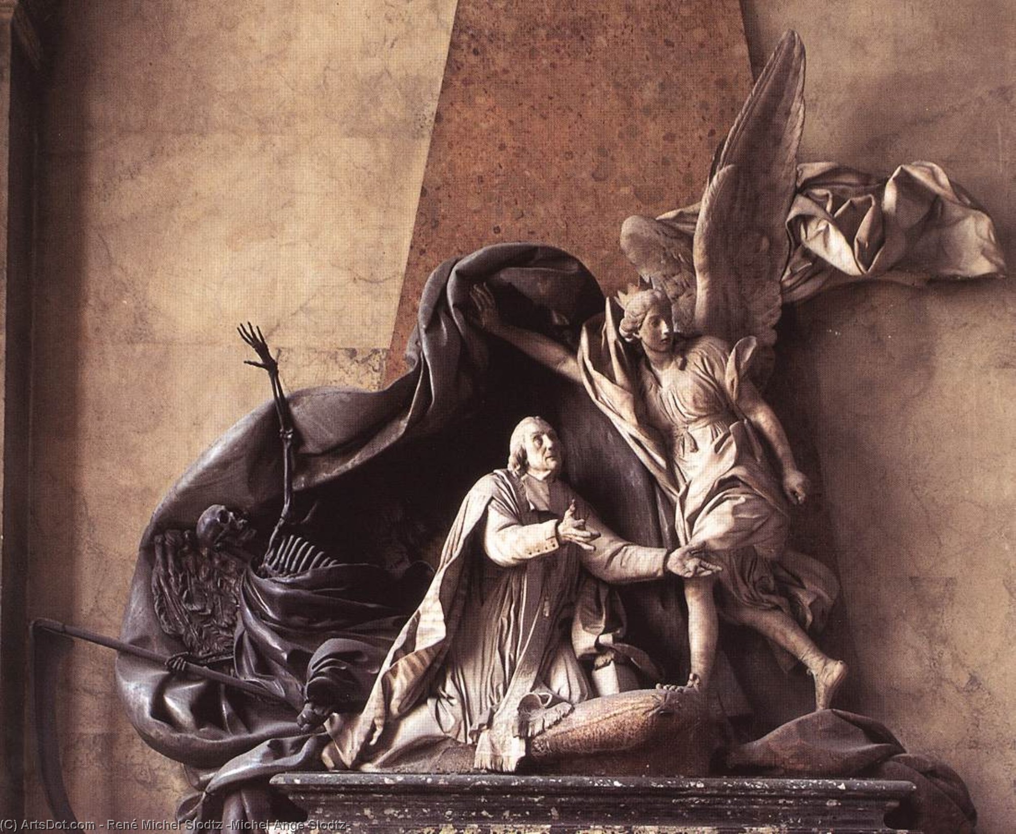 Wikioo.org - The Encyclopedia of Fine Arts - Painting, Artwork by René Michel Slodtz (Michel Ange Slodtz) - Funeral Monument to Languet de Gergy (detail)