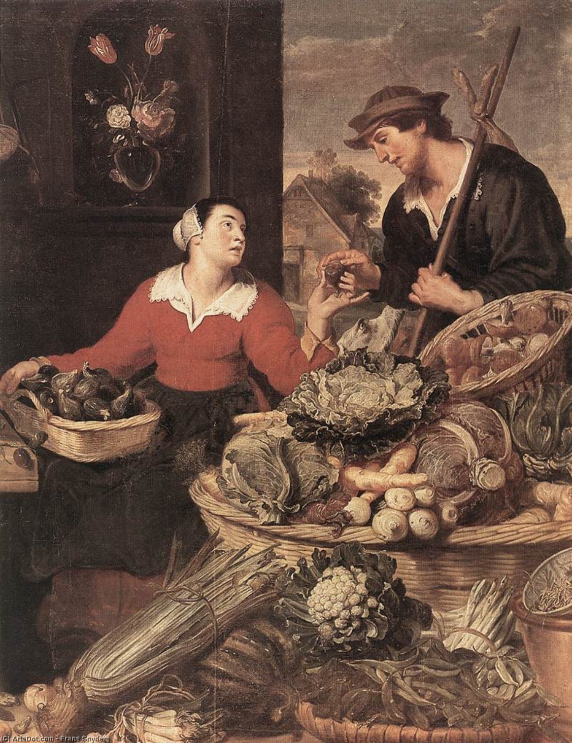 Wikioo.org - The Encyclopedia of Fine Arts - Painting, Artwork by Frans Snyders - Fruit and Vegetable Stall (detail)