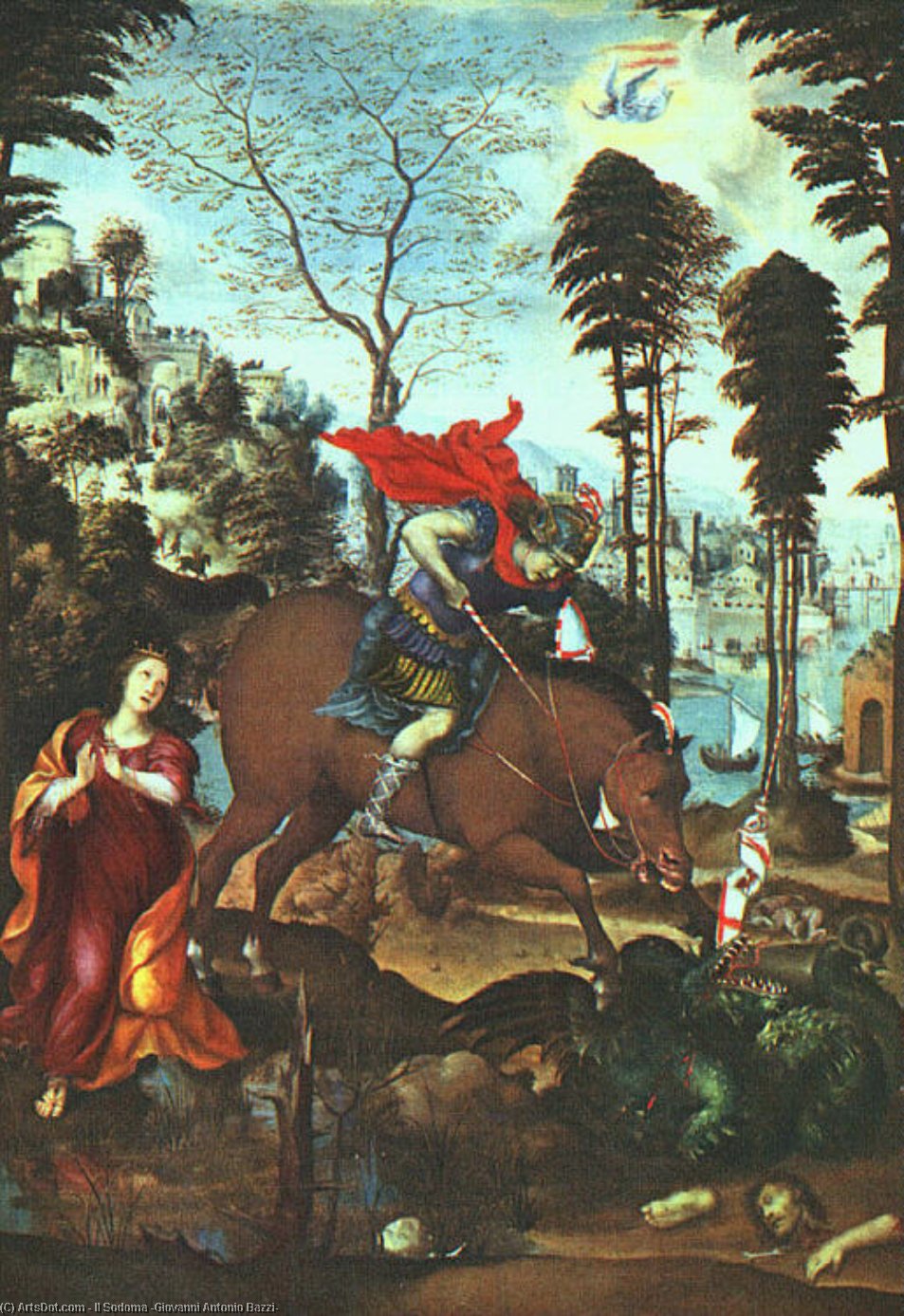 Wikioo.org - The Encyclopedia of Fine Arts - Painting, Artwork by Il Sodoma (Giovanni Antonio Bazzi) - St George and the Dragon