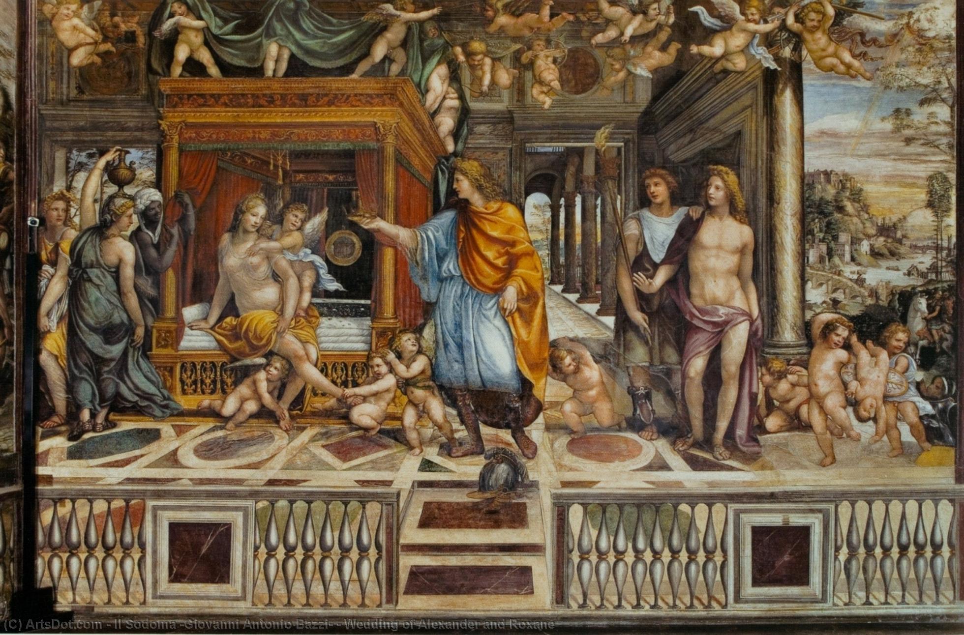 WikiOO.org - دایره المعارف هنرهای زیبا - نقاشی، آثار هنری Il Sodoma (Giovanni Antonio Bazzi) - Wedding of Alexander and Roxane