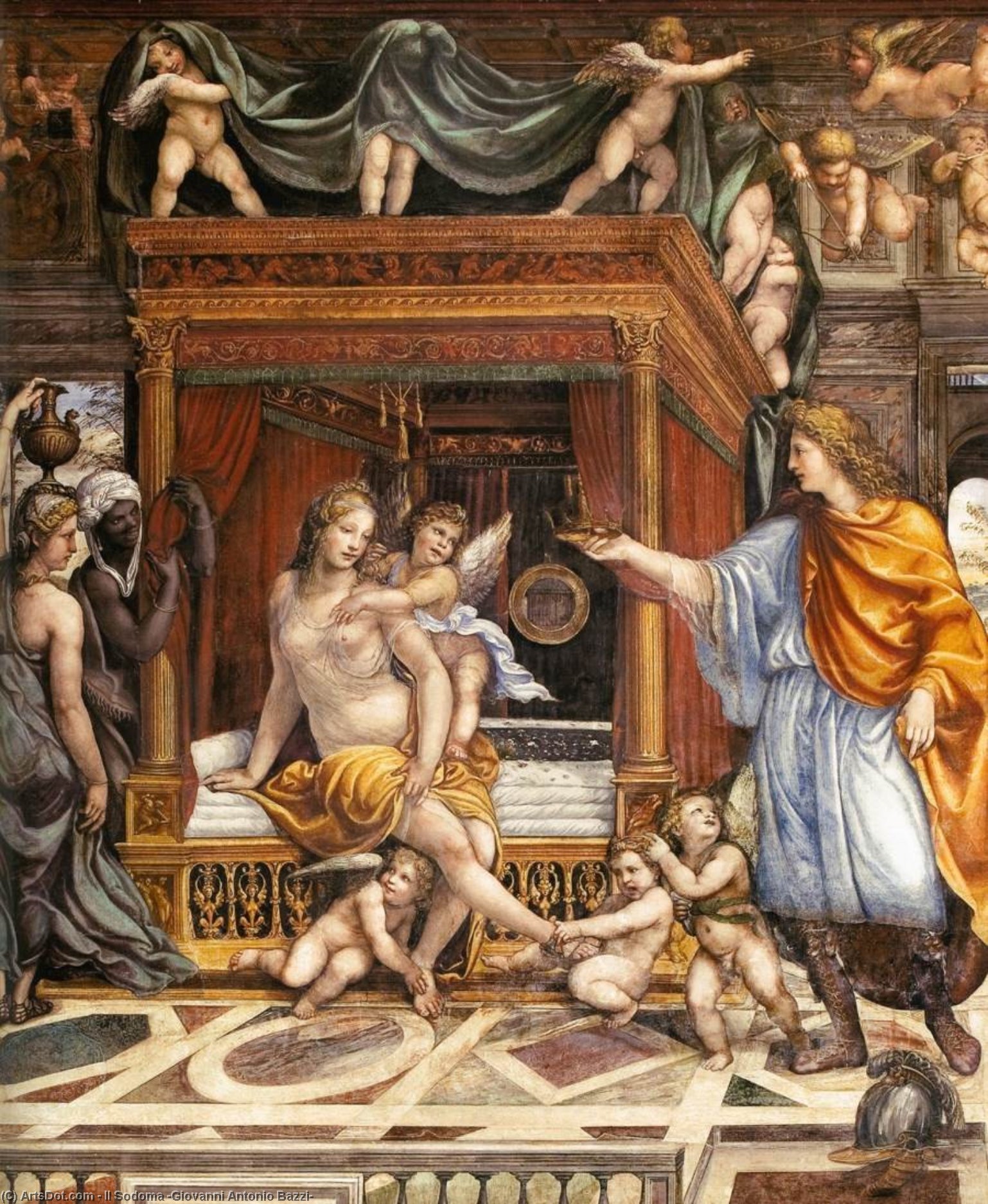 Wikioo.org – L'Enciclopedia delle Belle Arti - Pittura, Opere di Il Sodoma (Giovanni Antonio Bazzi) - Matrimonio di Alessandro e roxane ( particolare )