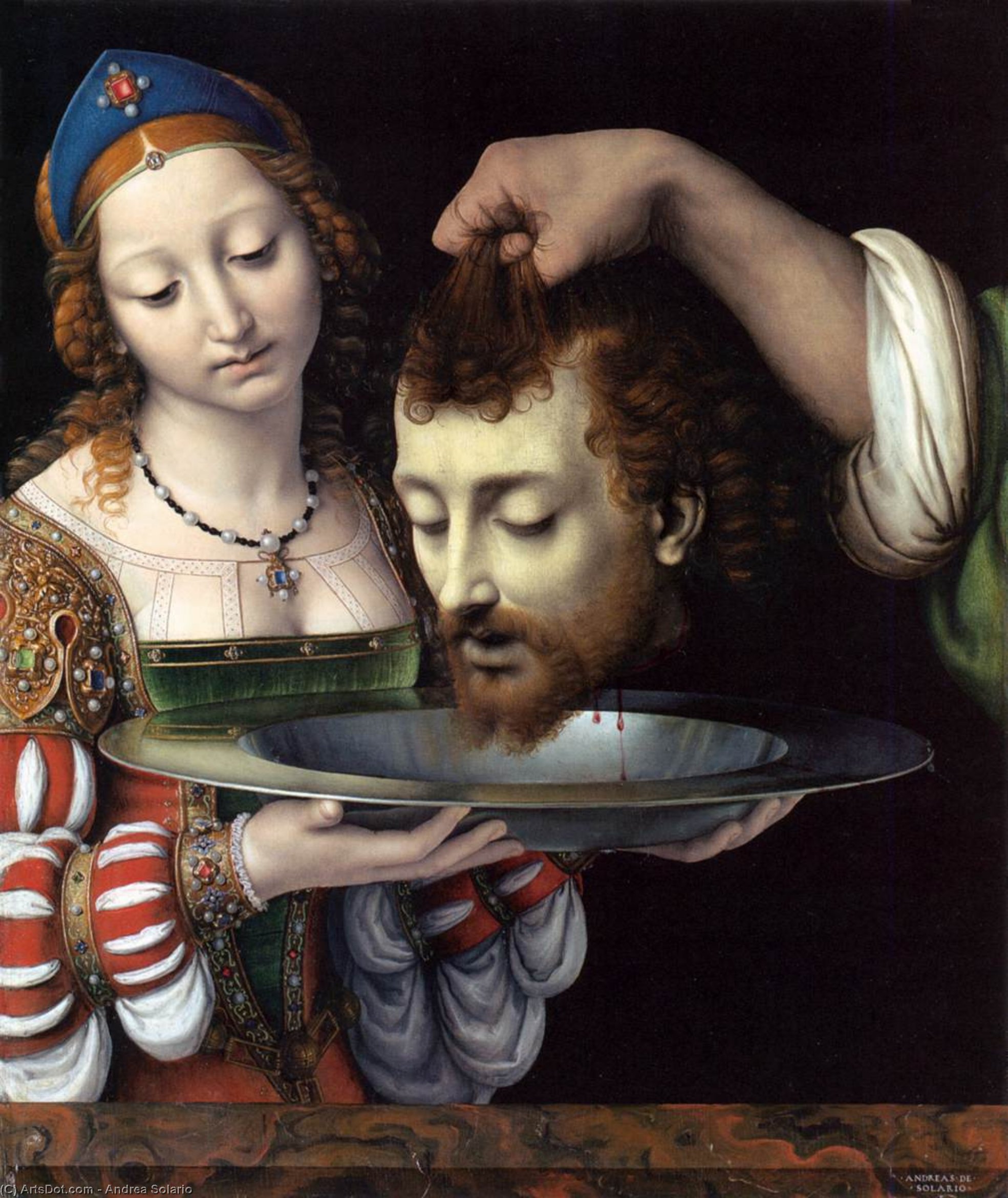 Wikioo.org - The Encyclopedia of Fine Arts - Painting, Artwork by Andrea Solario - Salome with the Head of St John the Baptist