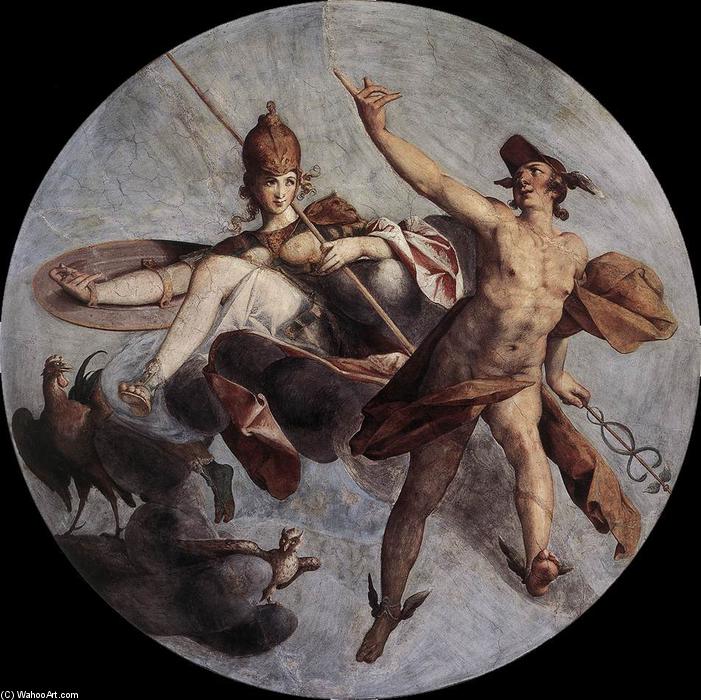 Wikioo.org - The Encyclopedia of Fine Arts - Painting, Artwork by Bartholomeus Spranger - Hermes and Athena