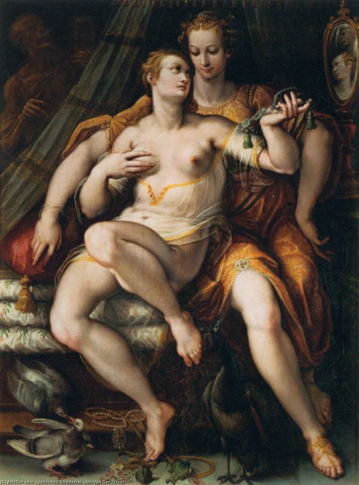 Wikioo.org – L'Enciclopedia delle Belle Arti - Pittura, Opere di Johannes Stradanus (Jan Van Der Straet) - vanità Modestia  e le  morte