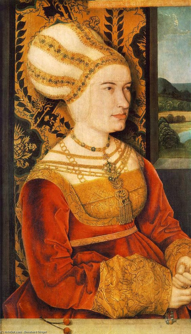 WikiOO.org - Encyclopedia of Fine Arts - Maalaus, taideteos Bernhard Strigel - Portrait of Sybilla von Freyberg (born Gossenbrot)