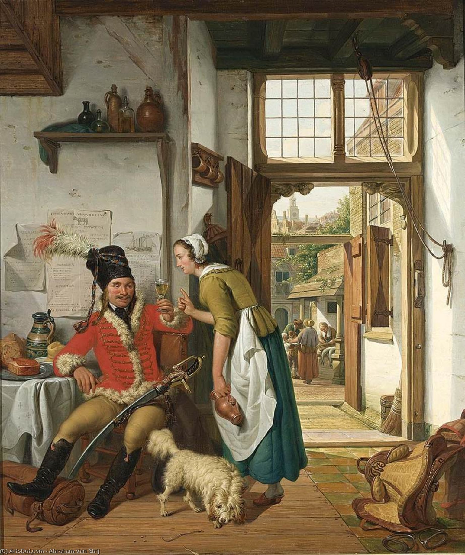 WikiOO.org - Encyclopedia of Fine Arts - Lukisan, Artwork Abraham Van Strij - Interior of an Inn