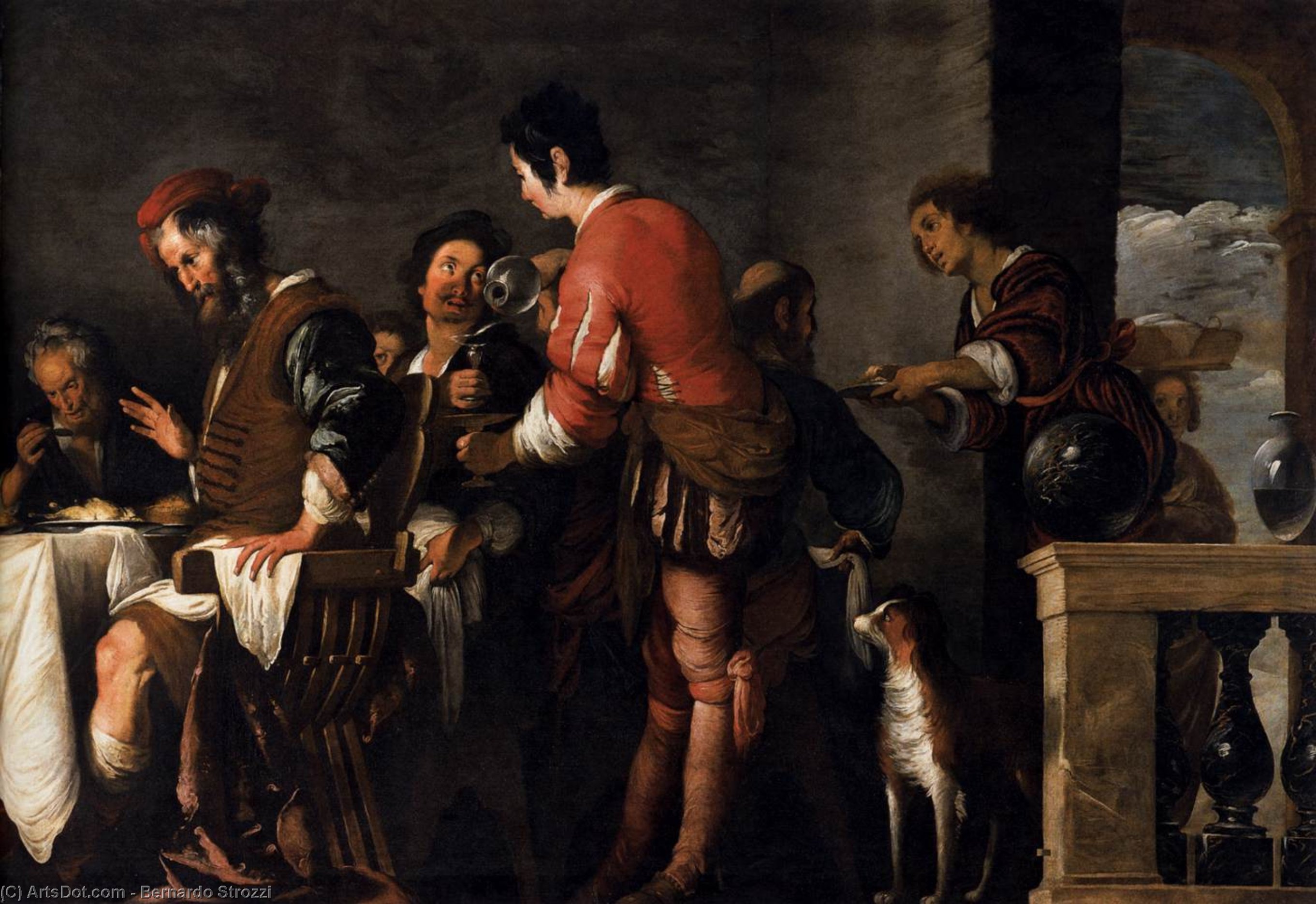 WikiOO.org - Enciklopedija dailės - Tapyba, meno kuriniai Bernardo Strozzi - Banquet at the House of Simon (detail)