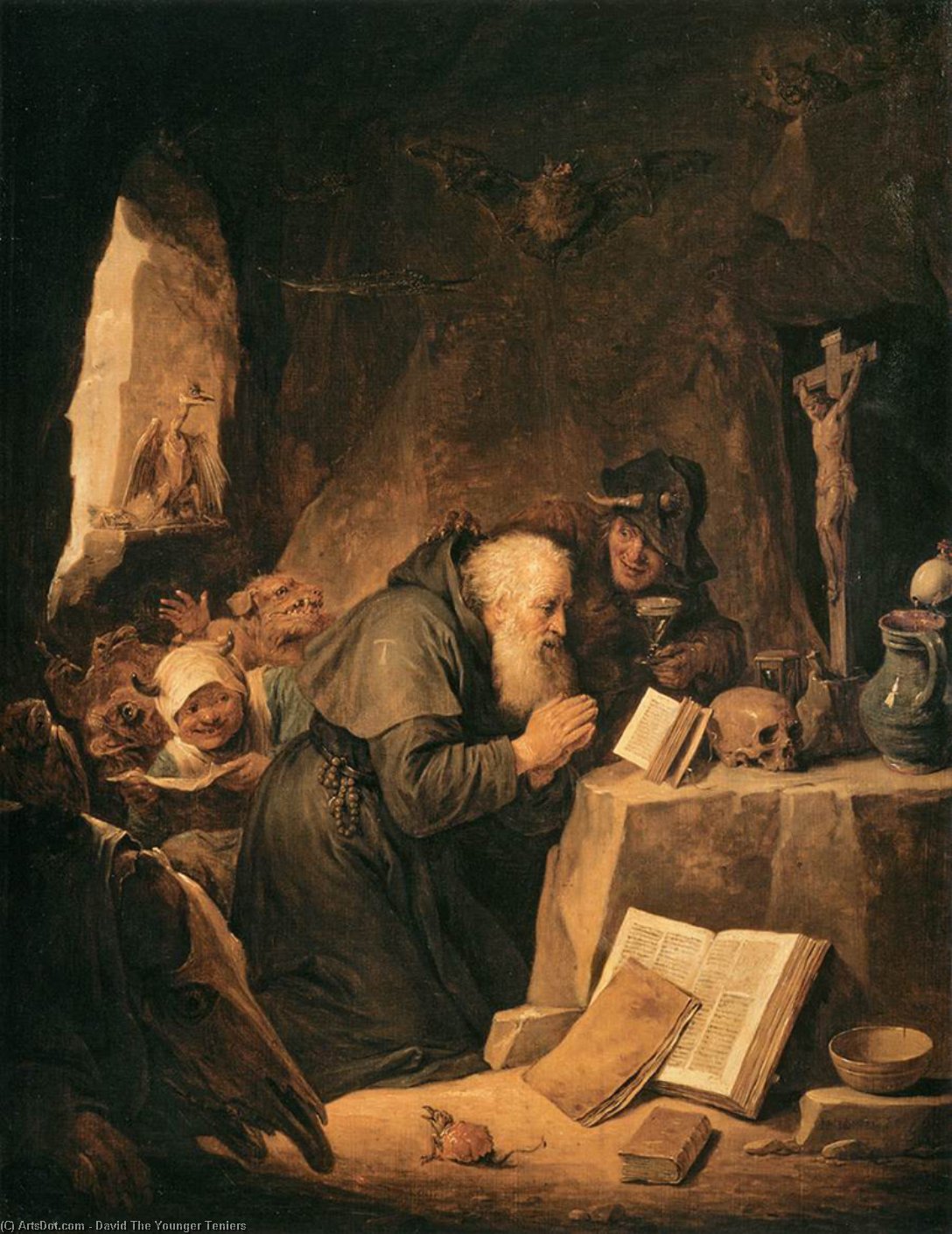 Wikioo.org - The Encyclopedia of Fine Arts - Painting, Artwork by David The Younger Teniers - The Temptation of St Anthony
