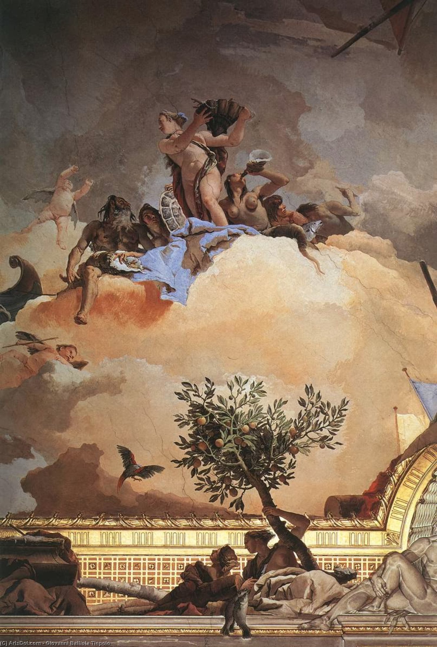 Wikioo.org – La Enciclopedia de las Bellas Artes - Pintura, Obras de arte de Giovanni Battista Tiepolo - gloria todaclasede  España  Detalle