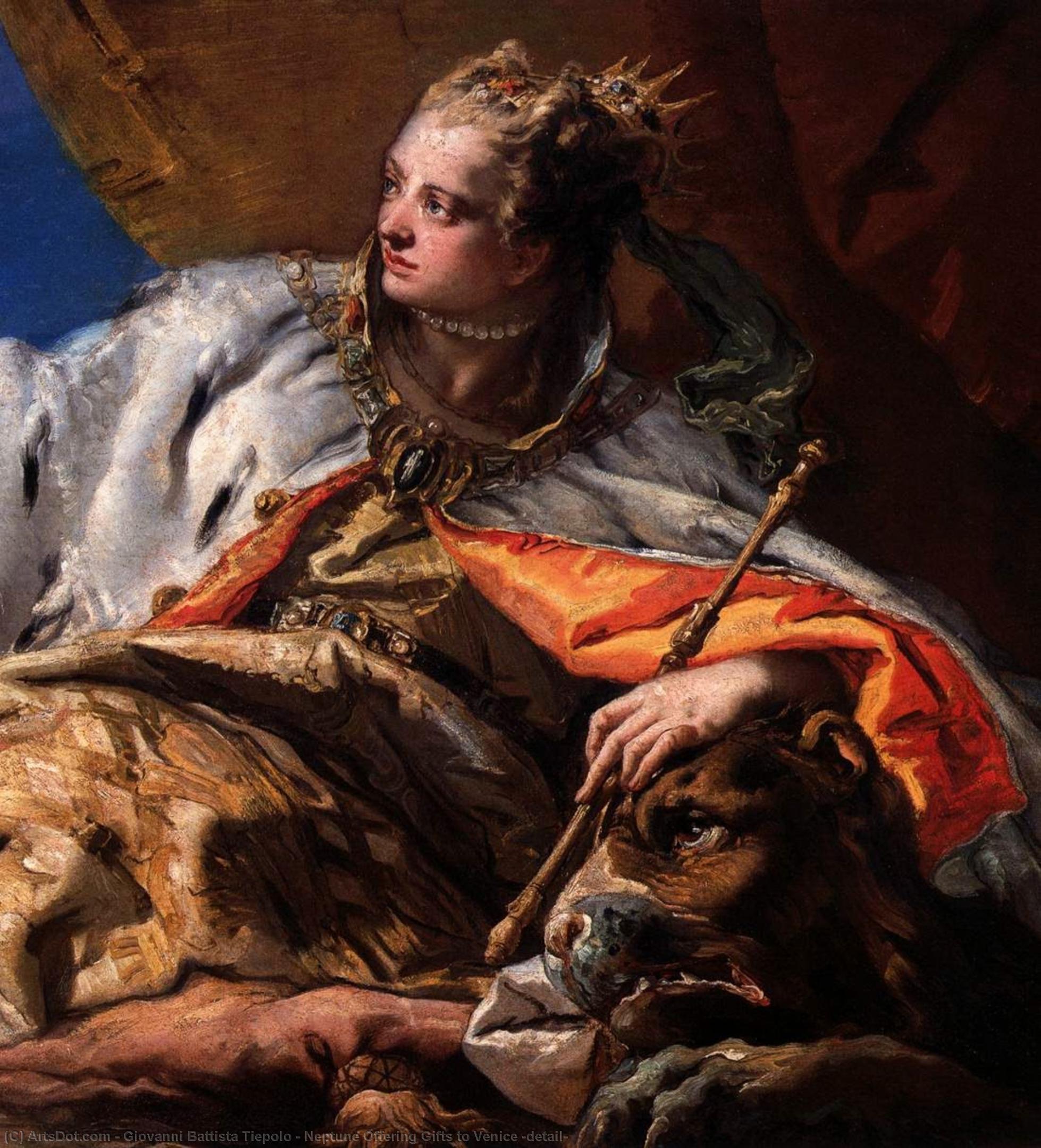 Wikioo.org – La Enciclopedia de las Bellas Artes - Pintura, Obras de arte de Giovanni Battista Tiepolo - Neptuno ofrecer regalos a Venecia Detalle