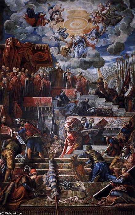 Wikioo.org - The Encyclopedia of Fine Arts - Painting, Artwork by Tintoretto (Jacopo Comin) - Doge Nicolò da Ponte Receiving a Laurel Crown from Venice