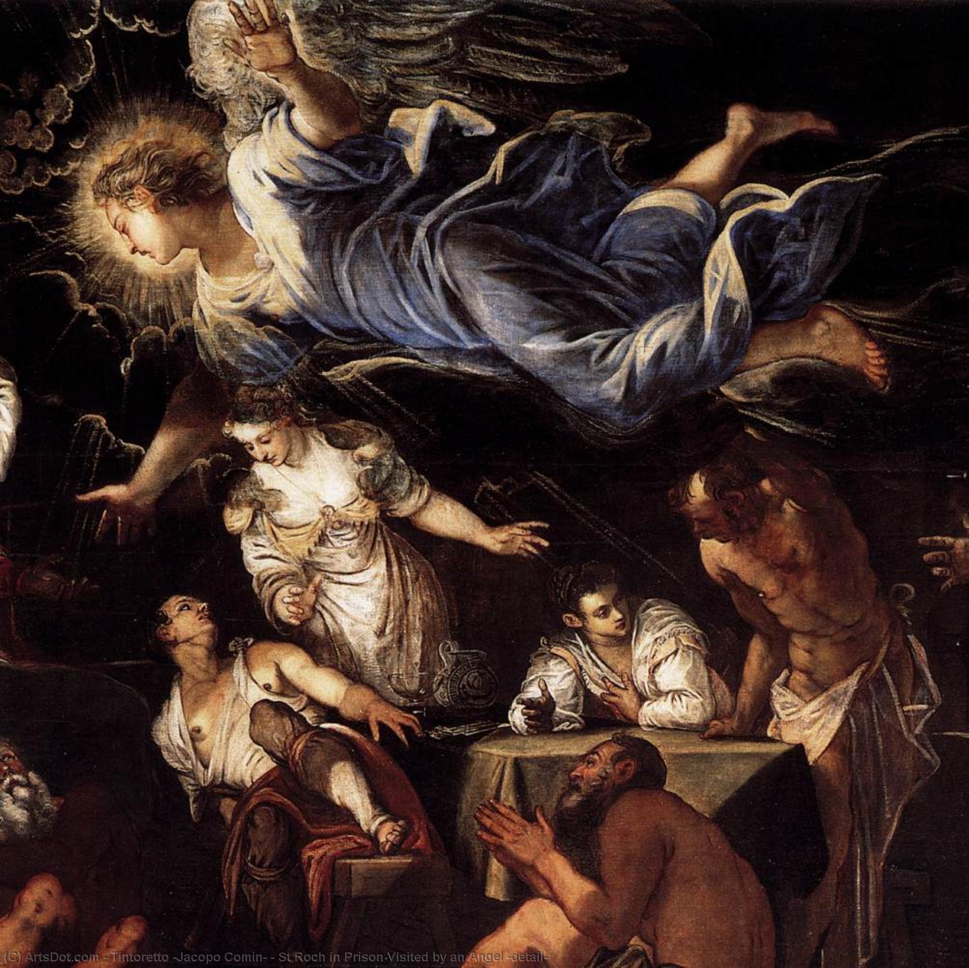 Wikioo.org – La Enciclopedia de las Bellas Artes - Pintura, Obras de arte de Tintoretto (Jacopo Comin) - st roch en prisión Visitó por una Ángel ( detalle )
