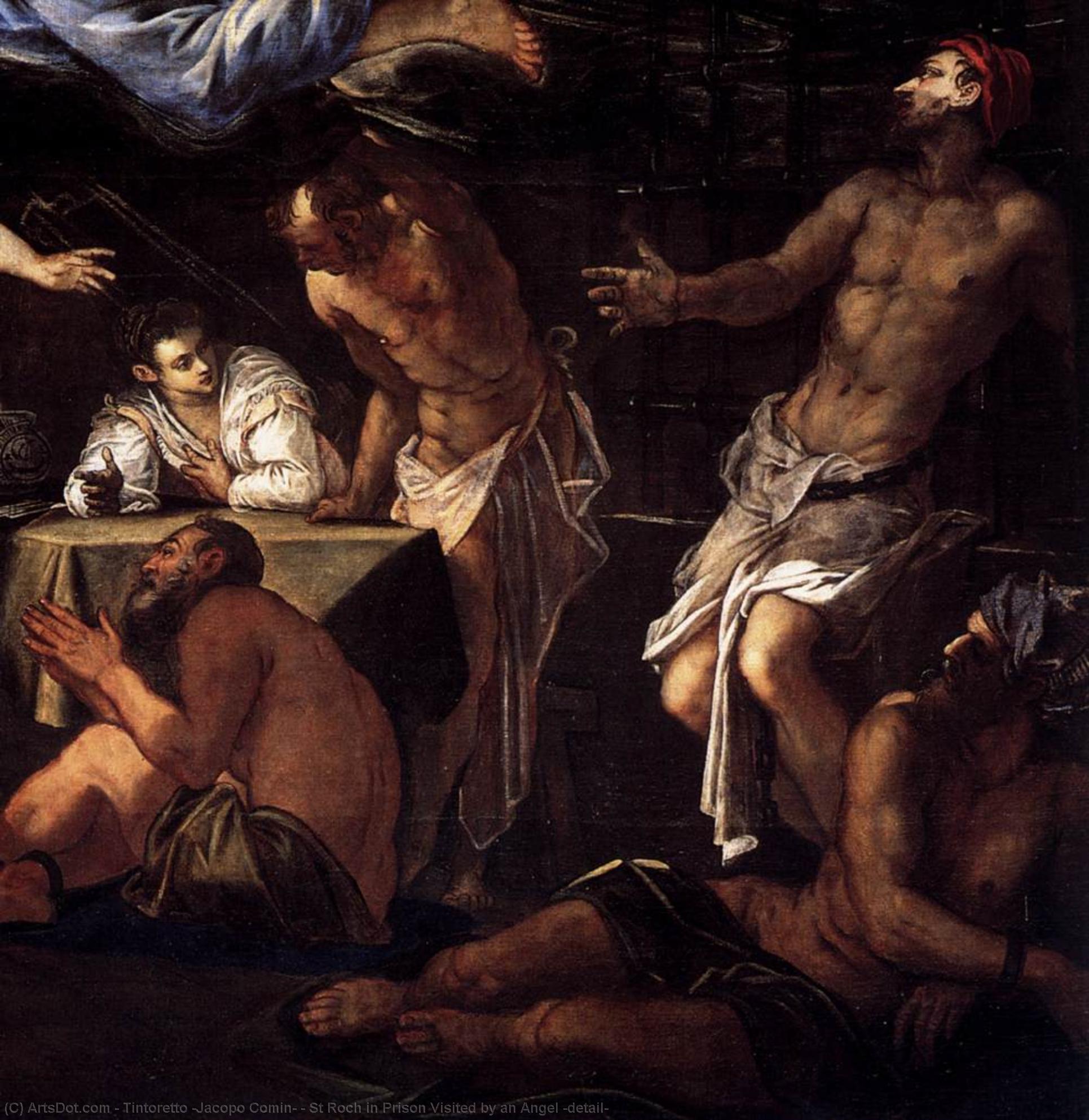 WikiOO.org - دایره المعارف هنرهای زیبا - نقاشی، آثار هنری Tintoretto (Jacopo Comin) - St Roch in Prison Visited by an Angel (detail)