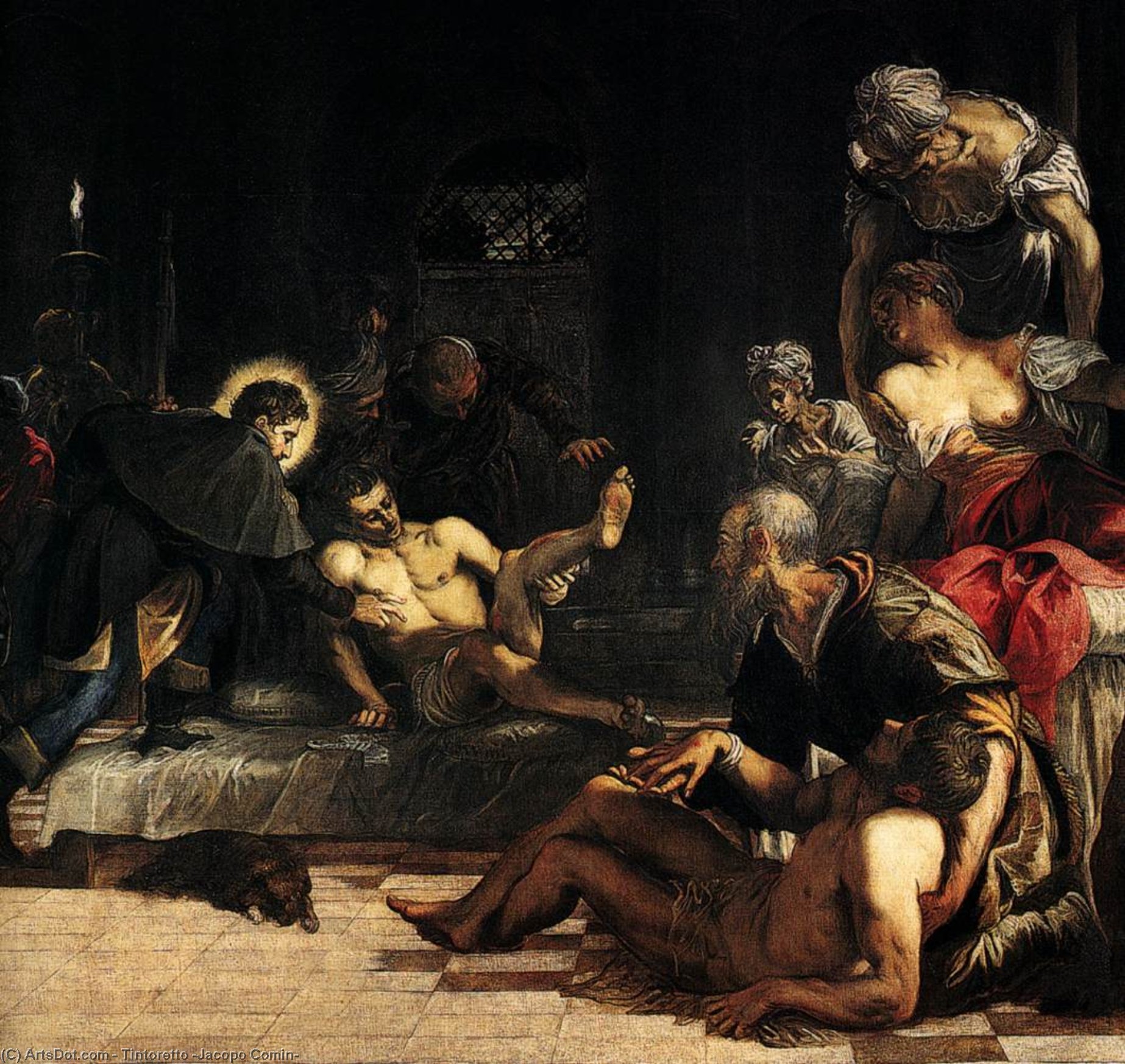 Wikioo.org – L'Enciclopedia delle Belle Arti - Pittura, Opere di Tintoretto (Jacopo Comin) - st roch nell ospedale ( particolare )