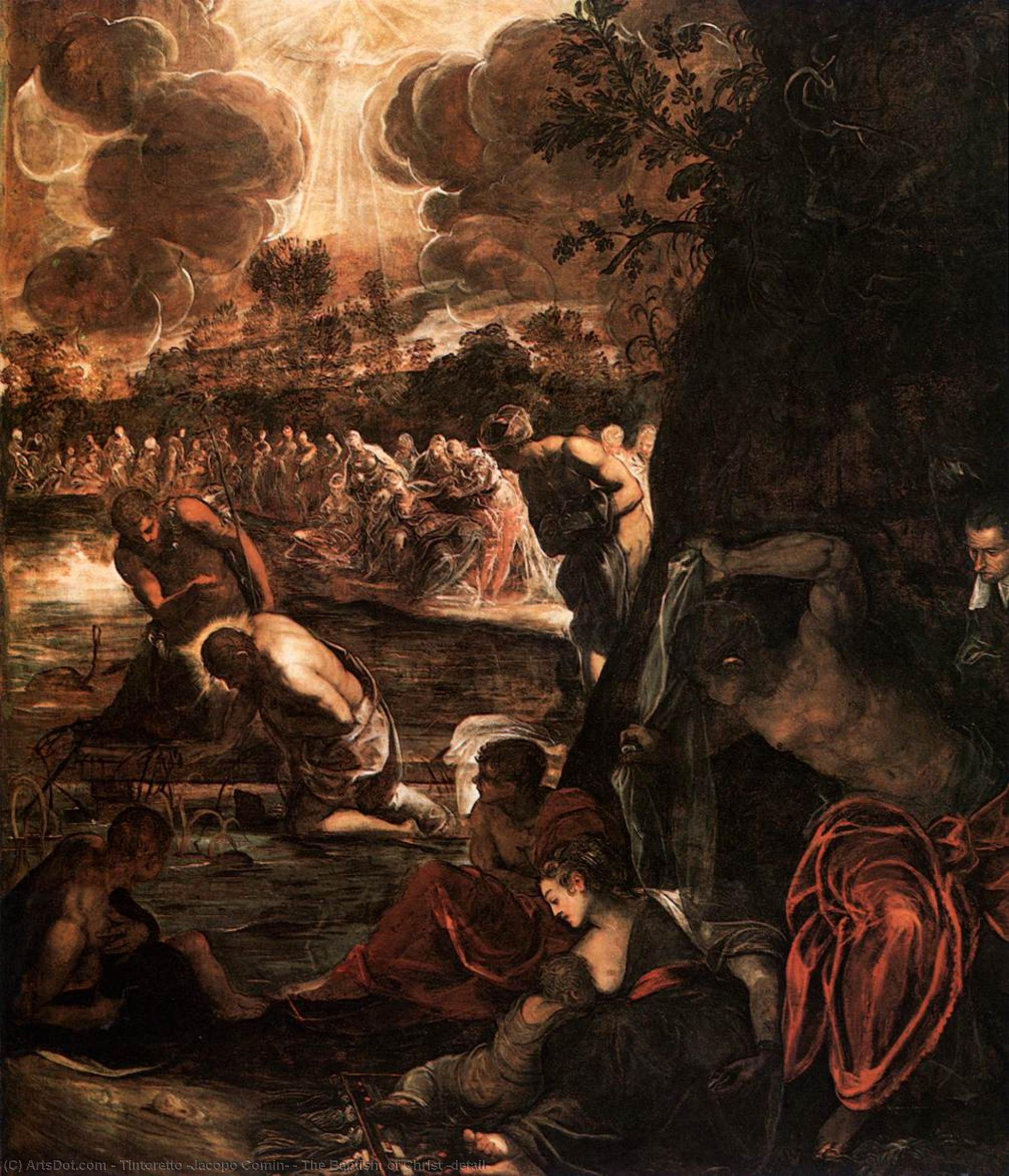 Wikioo.org – La Enciclopedia de las Bellas Artes - Pintura, Obras de arte de Tintoretto (Jacopo Comin) - El bautismo de Cristo Detalle