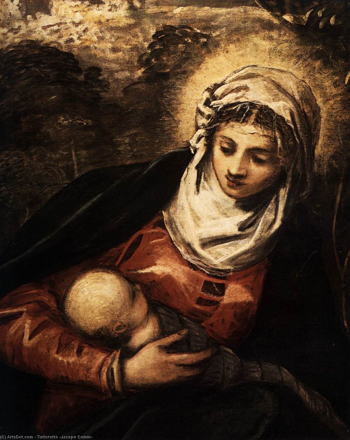 Wikioo.org - Die Enzyklopädie bildender Kunst - Malerei, Kunstwerk von Tintoretto (Jacopo Comin) - Die Flucht nach Ägypten Ausschnitt