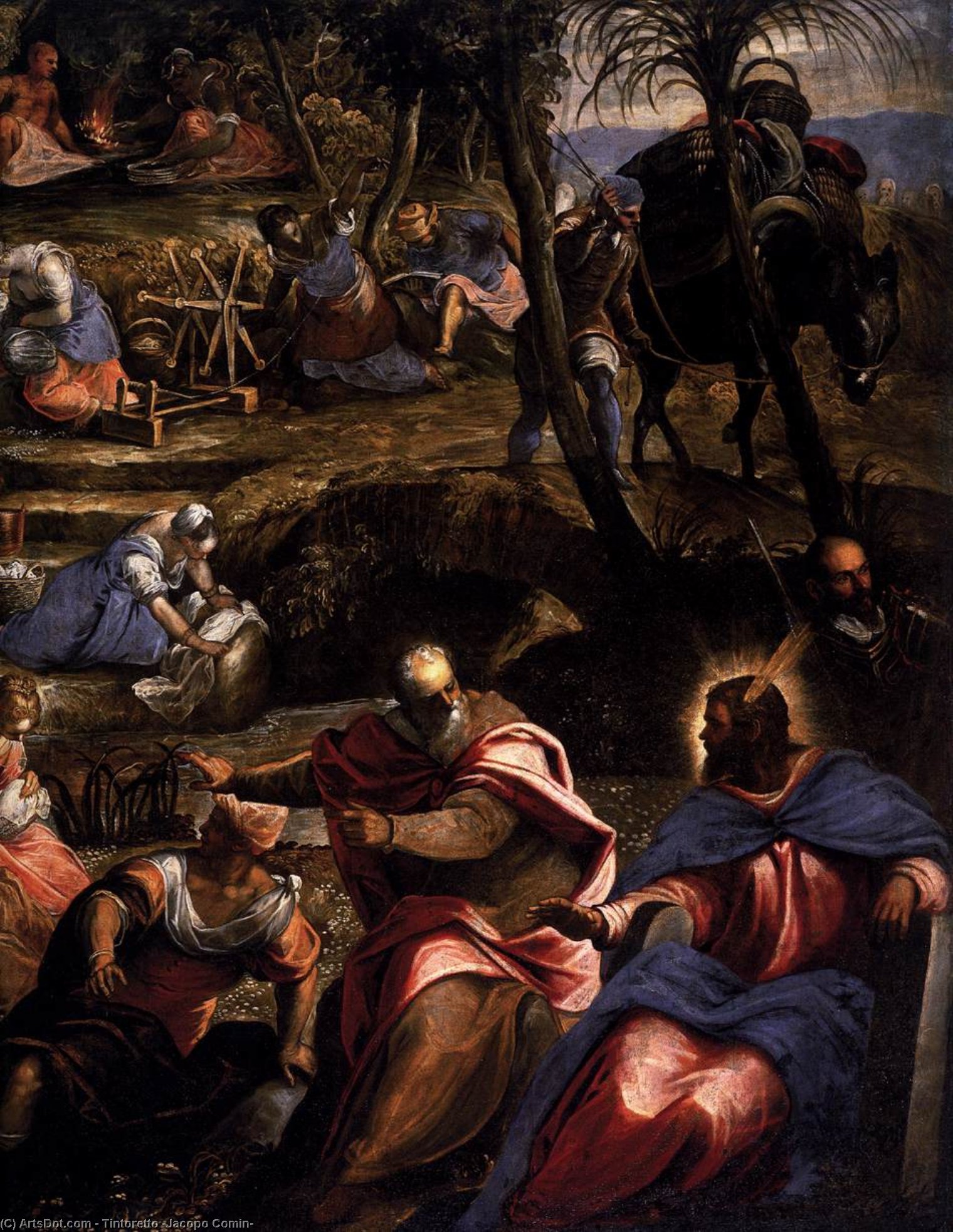 Wikioo.org - The Encyclopedia of Fine Arts - Painting, Artwork by Tintoretto (Jacopo Comin) - The Jews in the Desert (detail)
