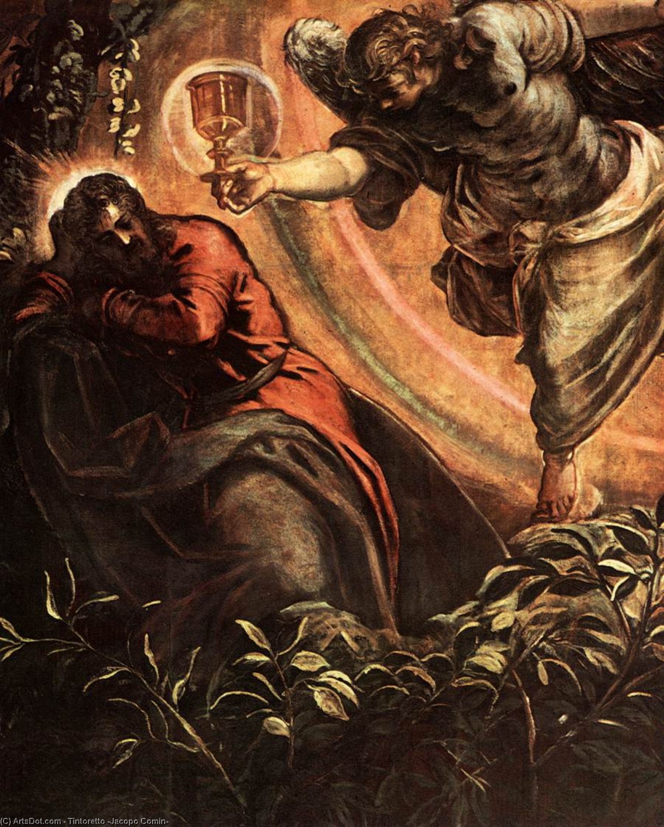 WikiOO.org - Encyclopedia of Fine Arts - Malba, Artwork Tintoretto (Jacopo Comin) - The Prayer in the Garden (detail)