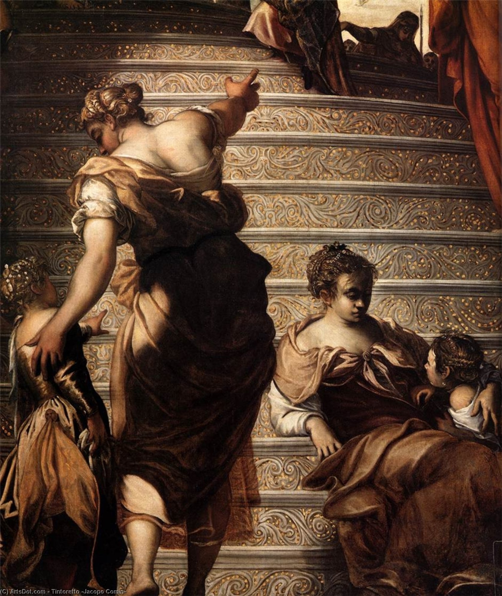 WikiOO.org - Güzel Sanatlar Ansiklopedisi - Resim, Resimler Tintoretto (Jacopo Comin) - The Presentation of the Virgin (detail)