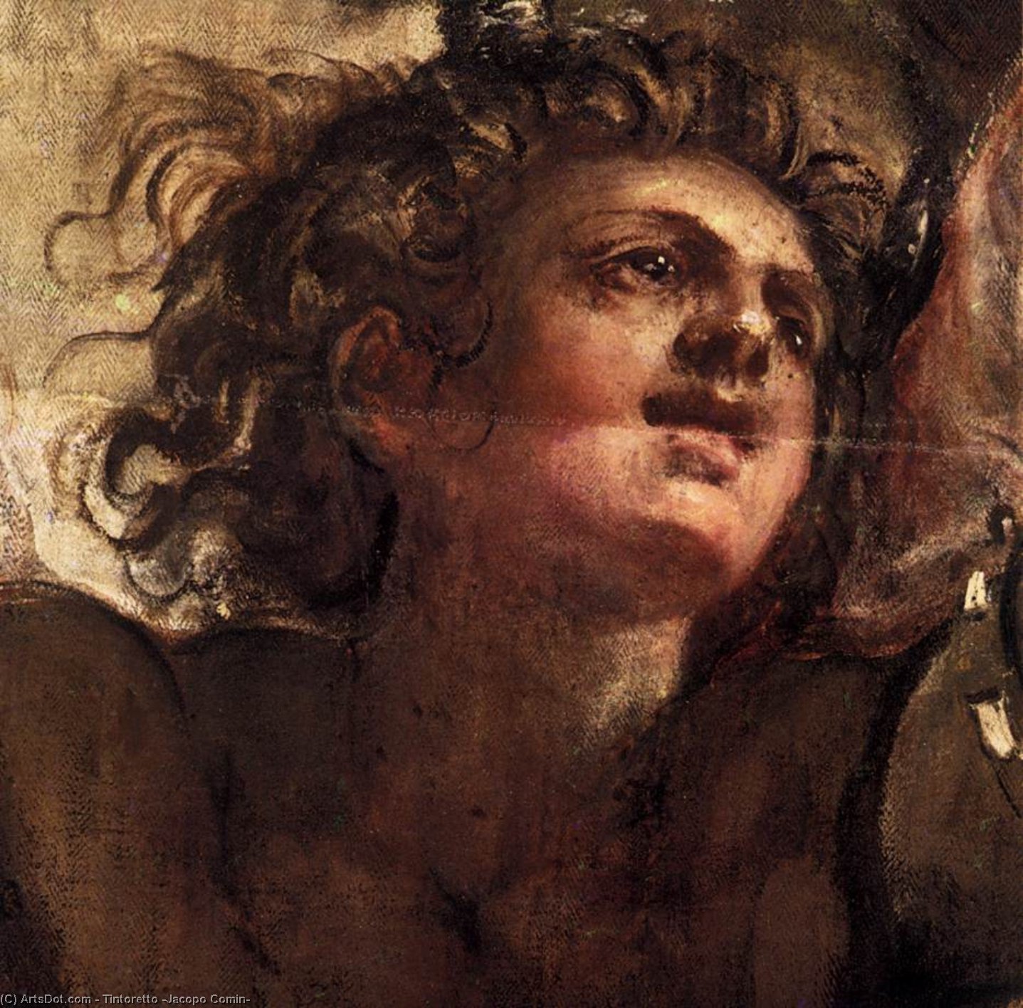 Wikoo.org - موسوعة الفنون الجميلة - اللوحة، العمل الفني Tintoretto (Jacopo Comin) - The Temptation of Christ (detail)