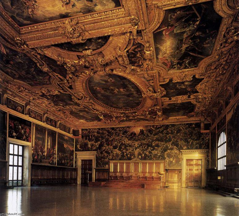 Wikioo.org - The Encyclopedia of Fine Arts - Painting, Artwork by Tintoretto (Jacopo Comin) - View of the Sala del Maggior Consiglio