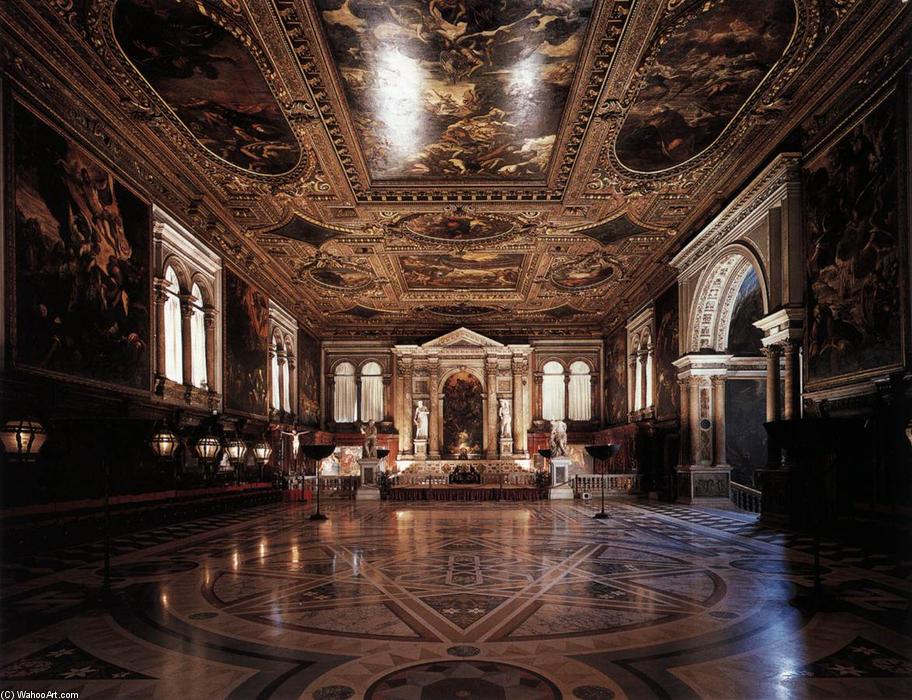 WikiOO.org - Encyclopedia of Fine Arts - Maľba, Artwork Tintoretto (Jacopo Comin) - View of the Sala Superiore
