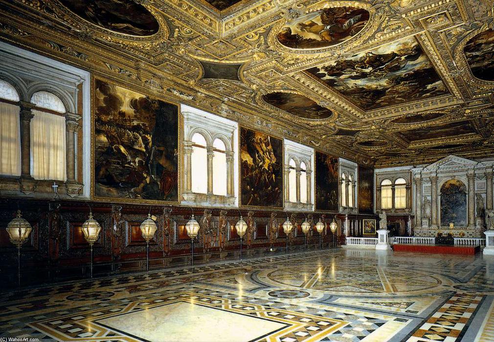 WikiOO.org - Enciklopedija dailės - Tapyba, meno kuriniai Tintoretto (Jacopo Comin) - View of the Sala Superiore