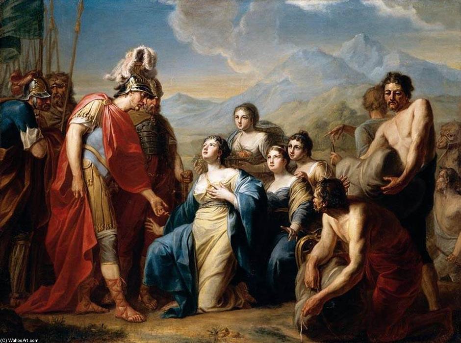 Wikioo.org - The Encyclopedia of Fine Arts - Painting, Artwork by Johann Friedrich August Tischbein - The Queen of Sheba Kneeling before King Solomon
