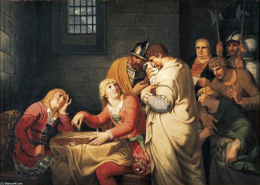 WikiOO.org - 百科事典 - 絵画、アートワーク Johann Heinrich Wilhelm Tischbein (Goethe Tischbein) - バーデンのシュヴァーベンとフレデリックのコンラディンは、ナポリの刑務所で、その実行の通知されます
