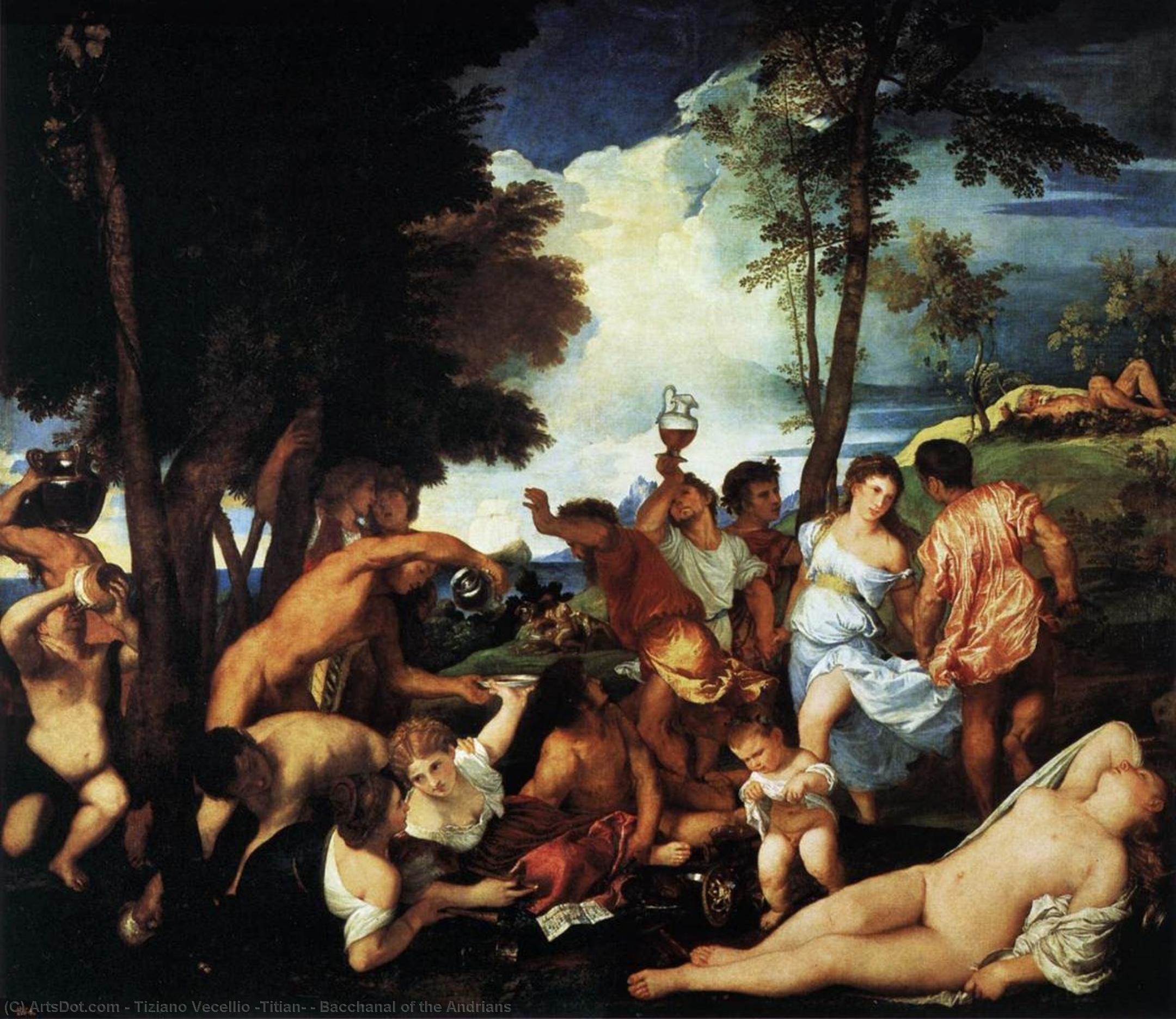 WikiOO.org - Güzel Sanatlar Ansiklopedisi - Resim, Resimler Tiziano Vecellio (Titian) - Bacchanal of the Andrians