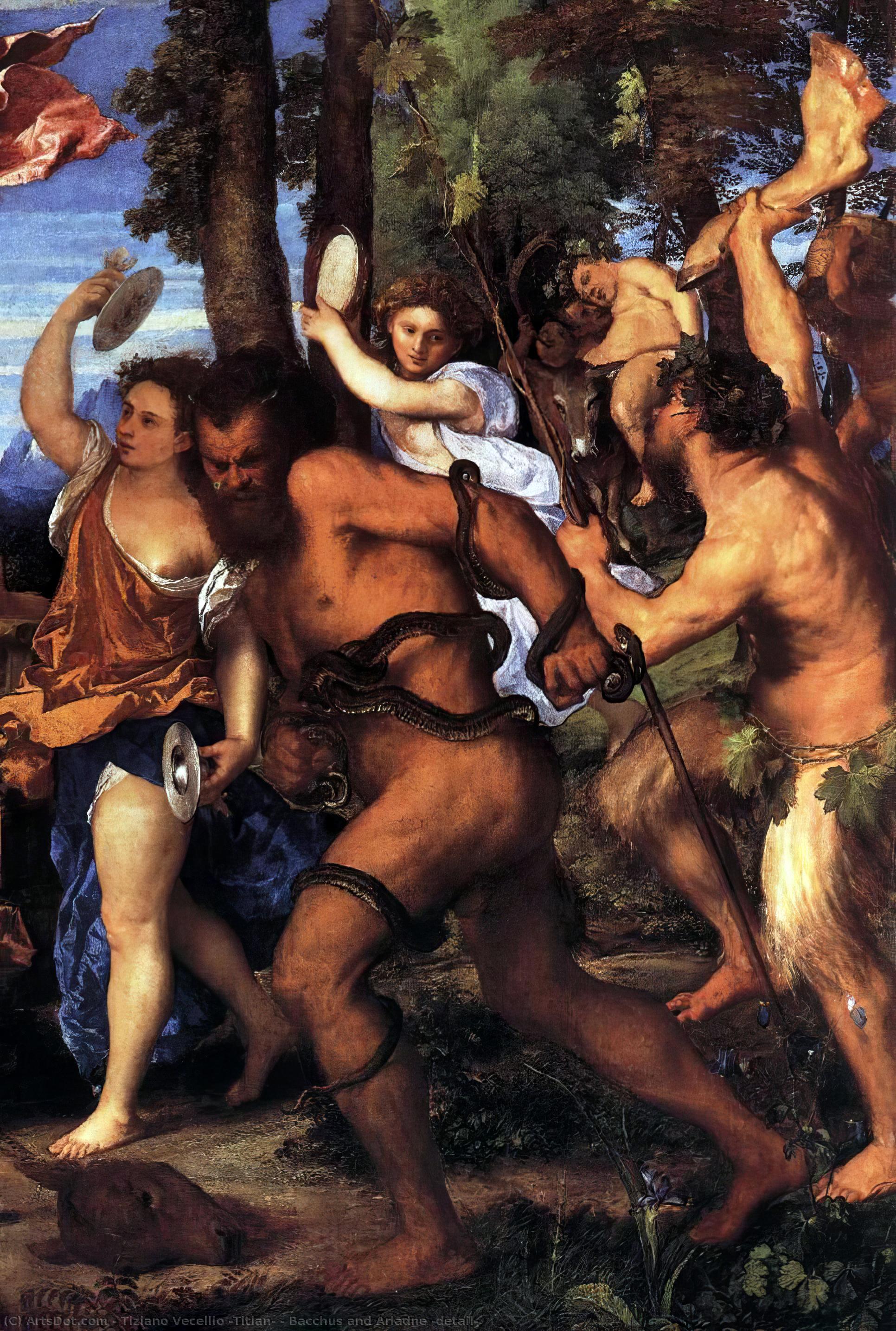 Wikioo.org – La Enciclopedia de las Bellas Artes - Pintura, Obras de arte de Tiziano Vecellio (Titian) - baco y ariadna ( detalle )