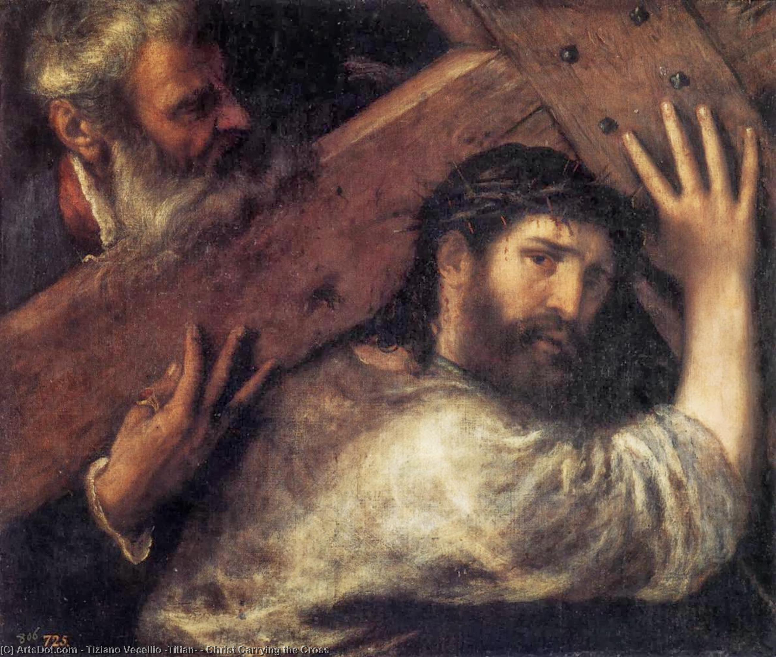 Wikioo.org - Bách khoa toàn thư về mỹ thuật - Vẽ tranh, Tác phẩm nghệ thuật Tiziano Vecellio (Titian) - Christ Carrying the Cross