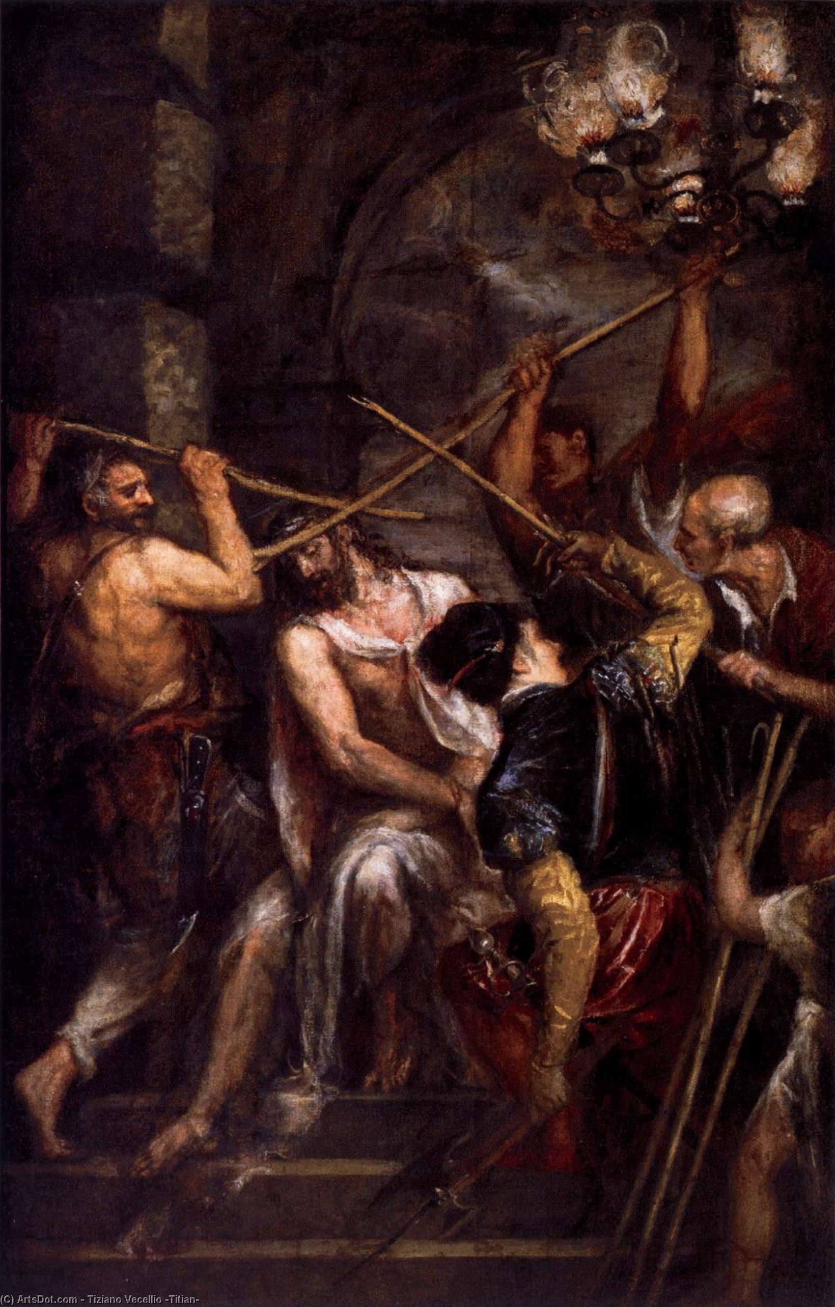 Wikioo.org - The Encyclopedia of Fine Arts - Painting, Artwork by Tiziano Vecellio (Titian) - Crowning with Thorns