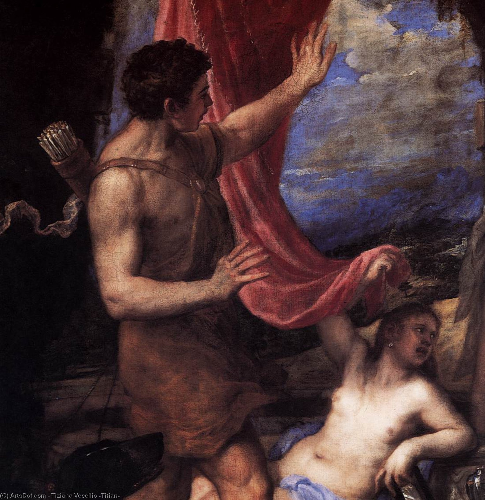 Wikioo.org - Die Enzyklopädie bildender Kunst - Malerei, Kunstwerk von Tiziano Vecellio (Titian) - diana und actaeon ( detail )