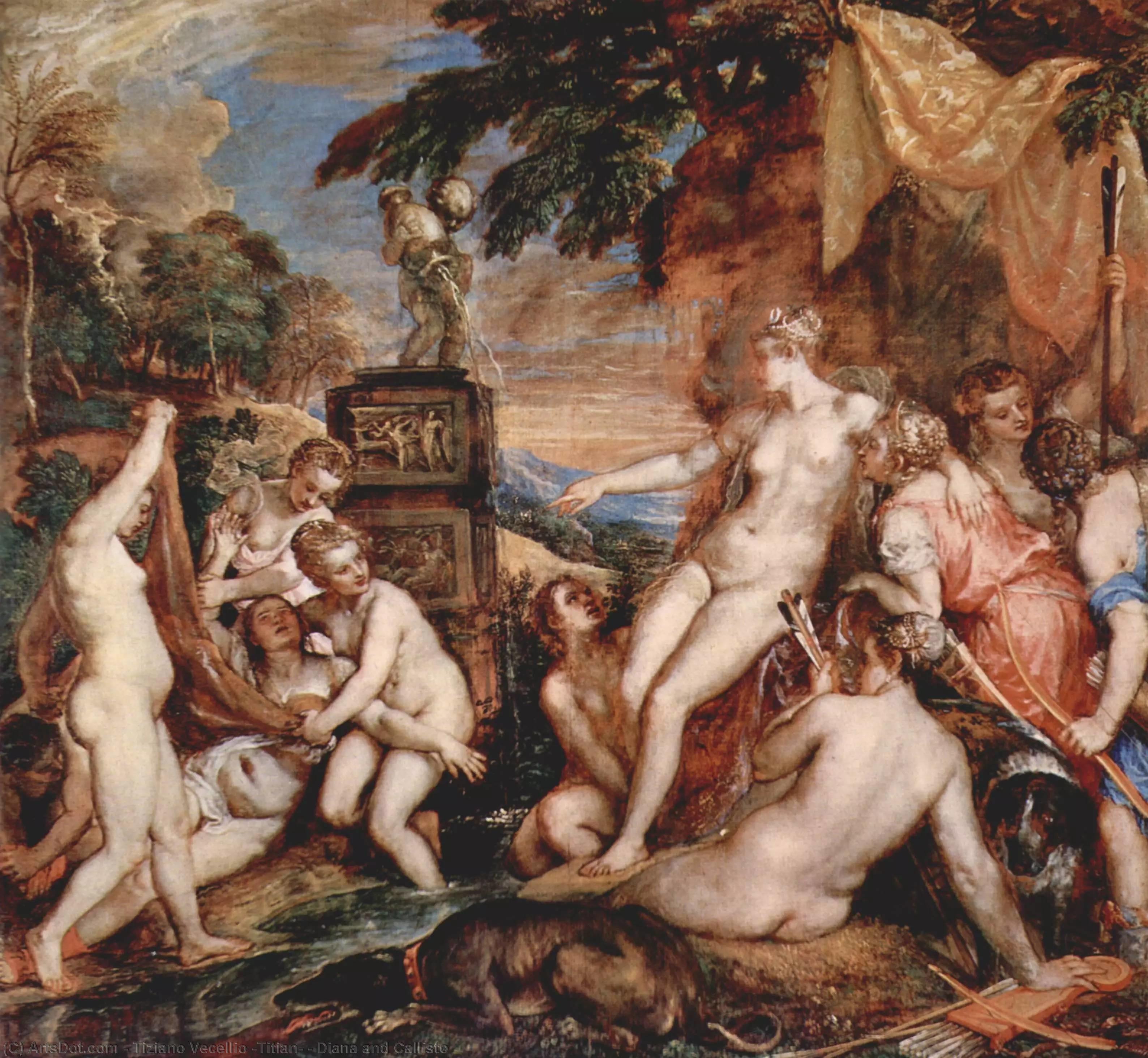 WikiOO.org - Encyclopedia of Fine Arts - Malba, Artwork Tiziano Vecellio (Titian) - Diana and Callisto