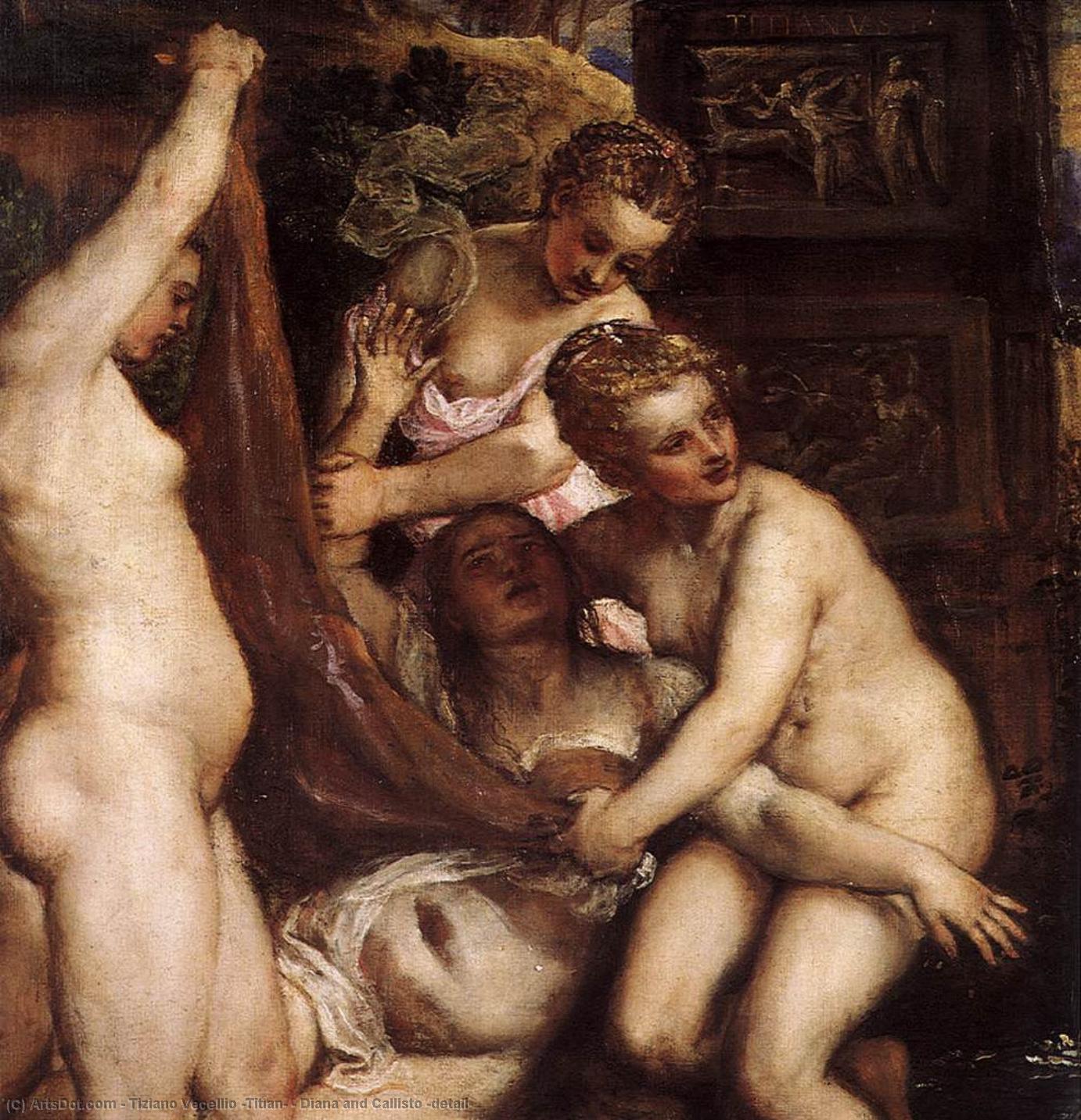 Wikioo.org - Bách khoa toàn thư về mỹ thuật - Vẽ tranh, Tác phẩm nghệ thuật Tiziano Vecellio (Titian) - Diana and Callisto (detail)