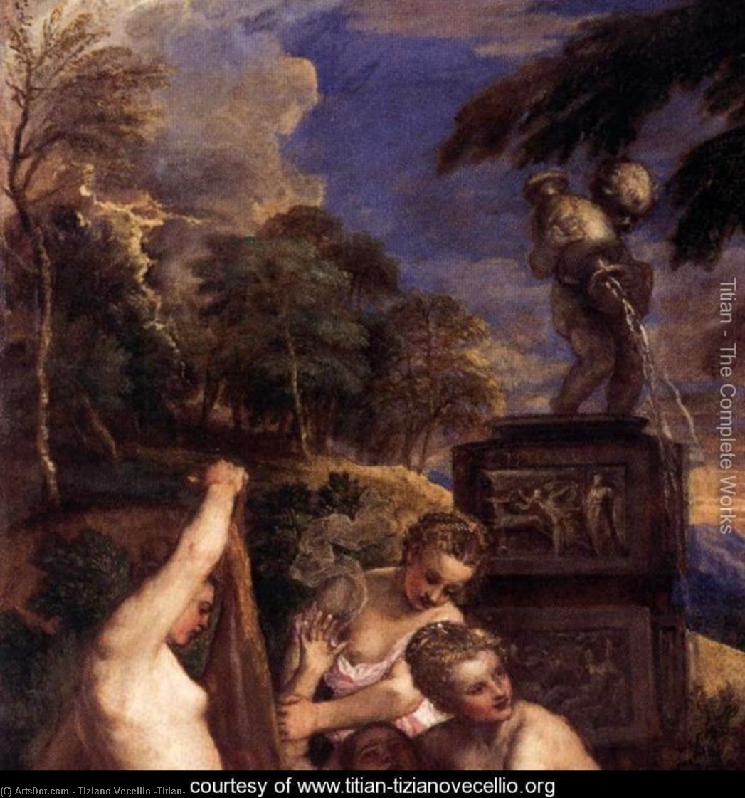 Wikioo.org – La Enciclopedia de las Bellas Artes - Pintura, Obras de arte de Tiziano Vecellio (Titian) - diana y calisto ( detalle )