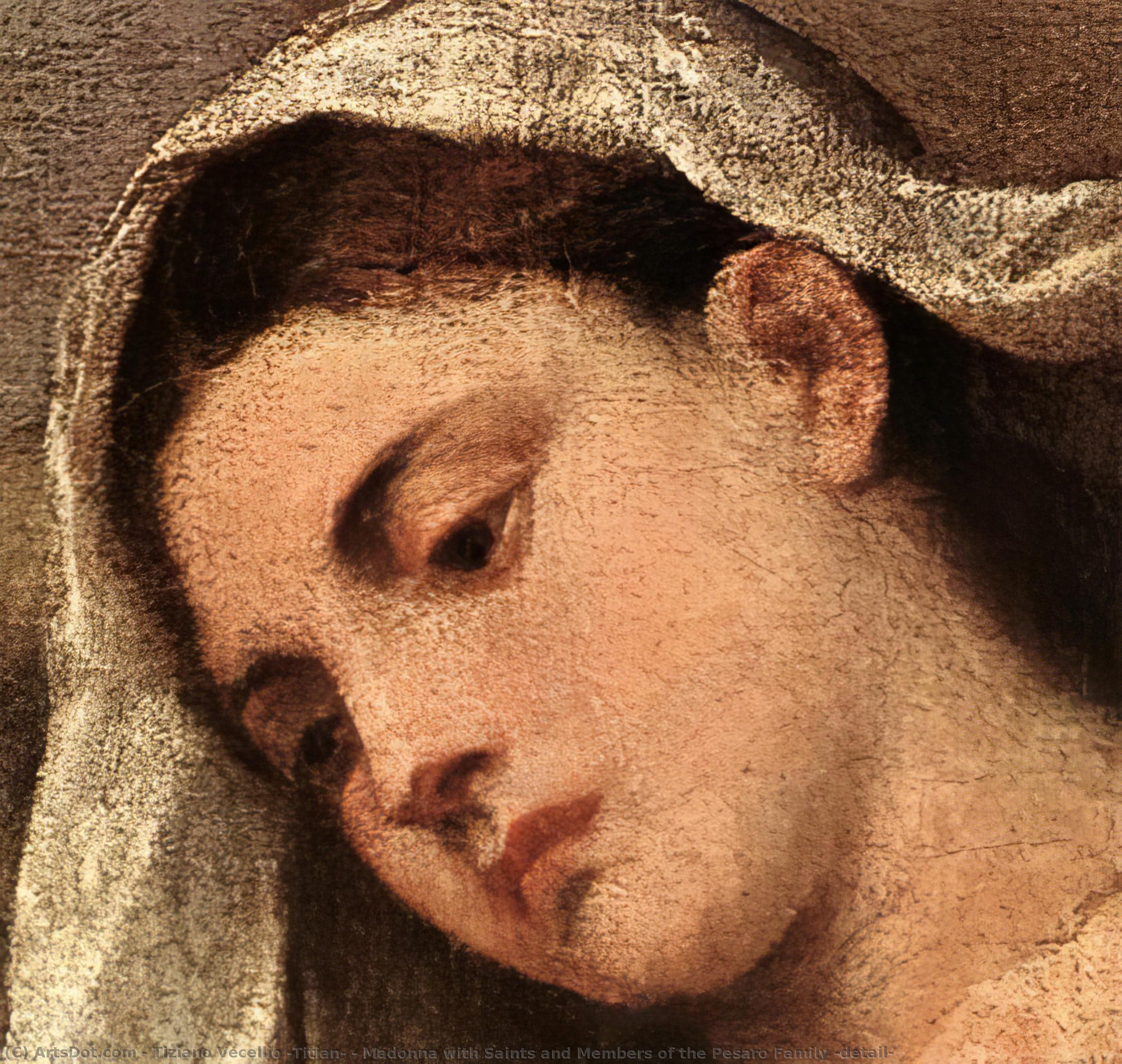 Wikioo.org – La Enciclopedia de las Bellas Artes - Pintura, Obras de arte de Tiziano Vecellio (Titian) - virgen con santos y miembros de la familia pesaro ( detalle )