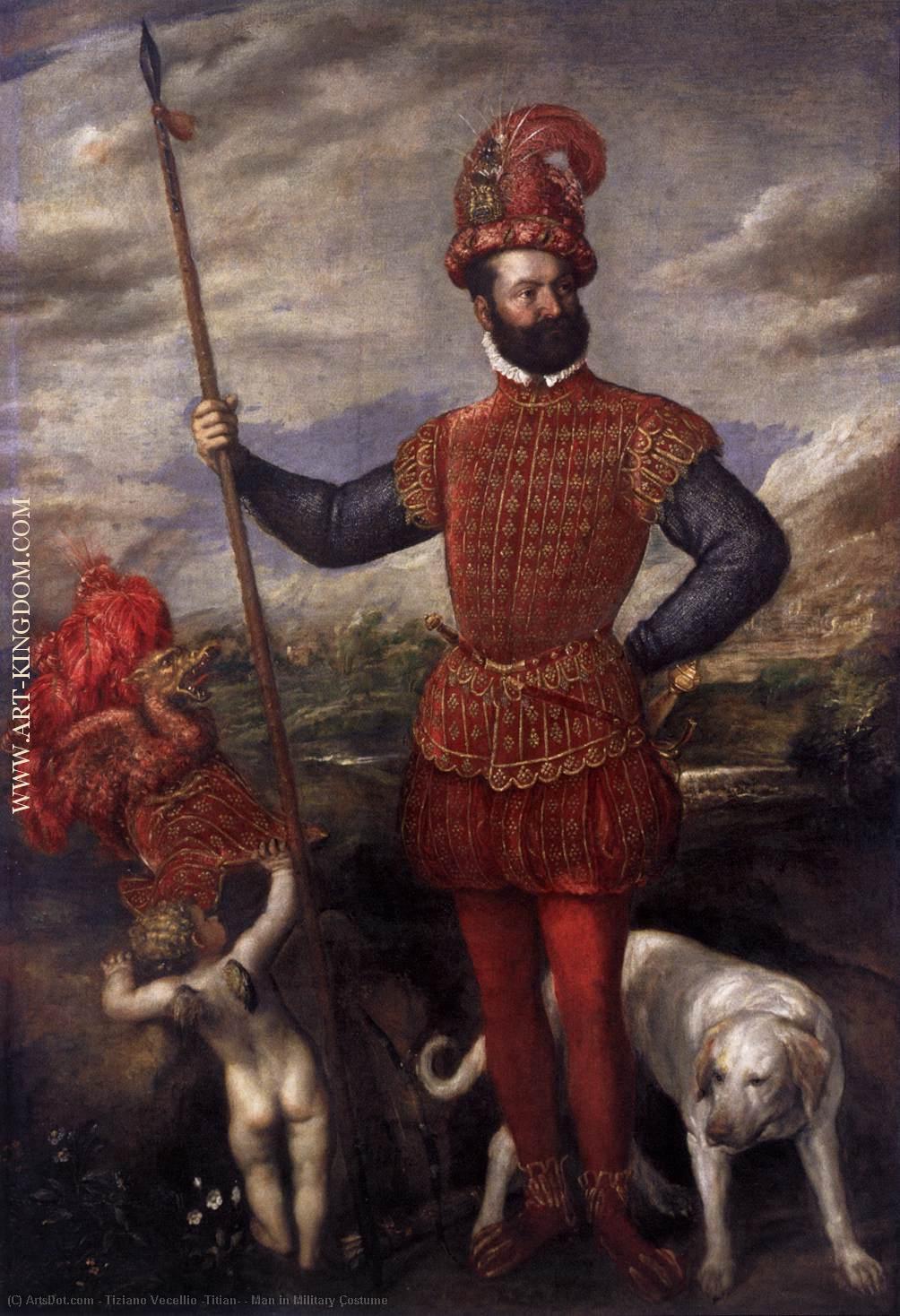Wikioo.org - สารานุกรมวิจิตรศิลป์ - จิตรกรรม Tiziano Vecellio (Titian) - Man in Military Costume