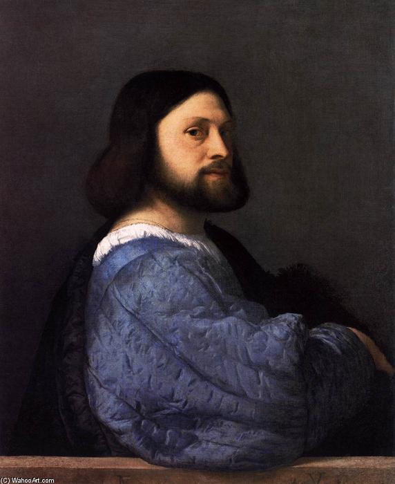 Wikioo.org - The Encyclopedia of Fine Arts - Painting, Artwork by Tiziano Vecellio (Titian) - Man with the Blue Sleeve