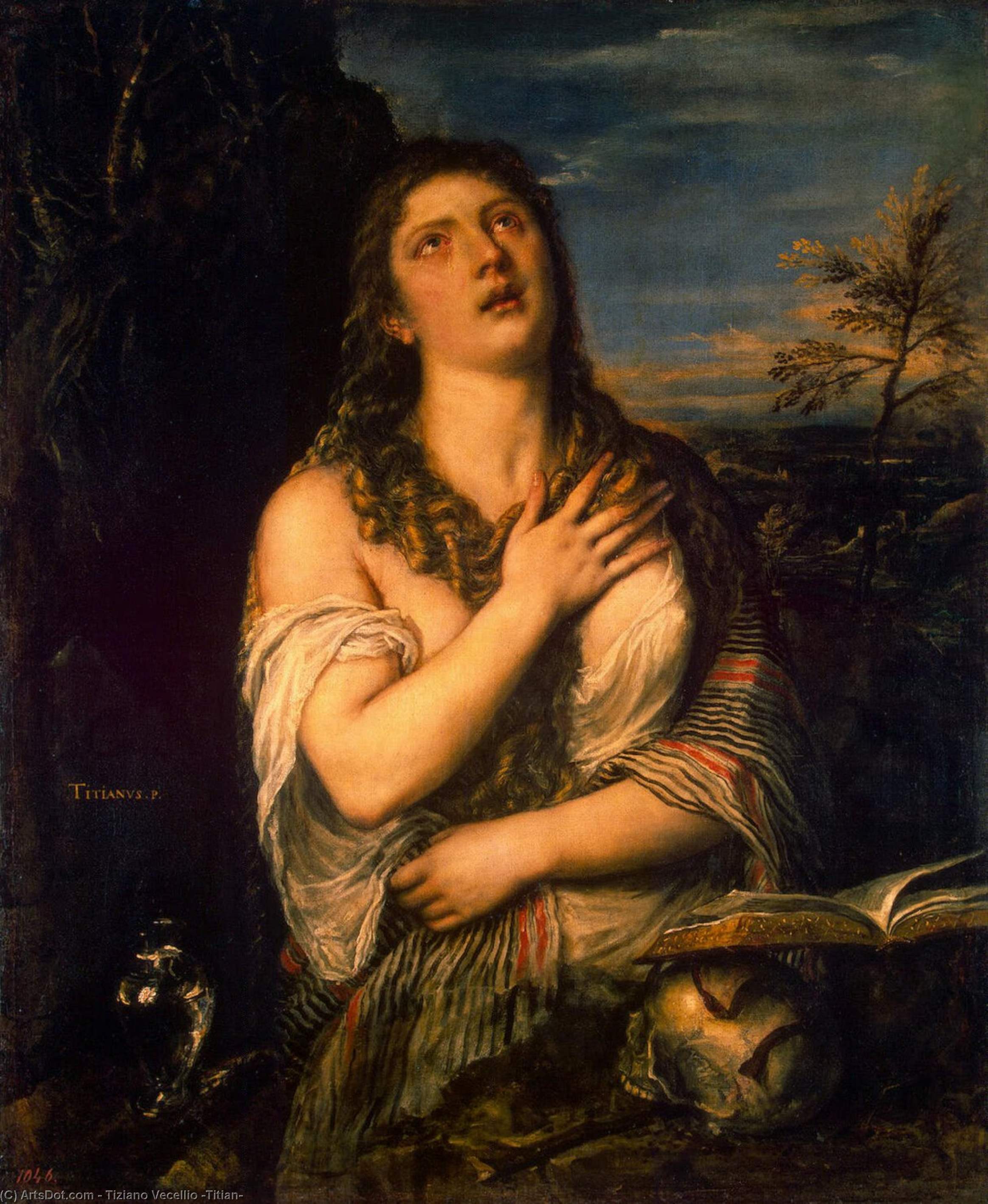 WikiOO.org - אנציקלופדיה לאמנויות יפות - ציור, יצירות אמנות Tiziano Vecellio (Titian) - Penitent St Mary Magdalene