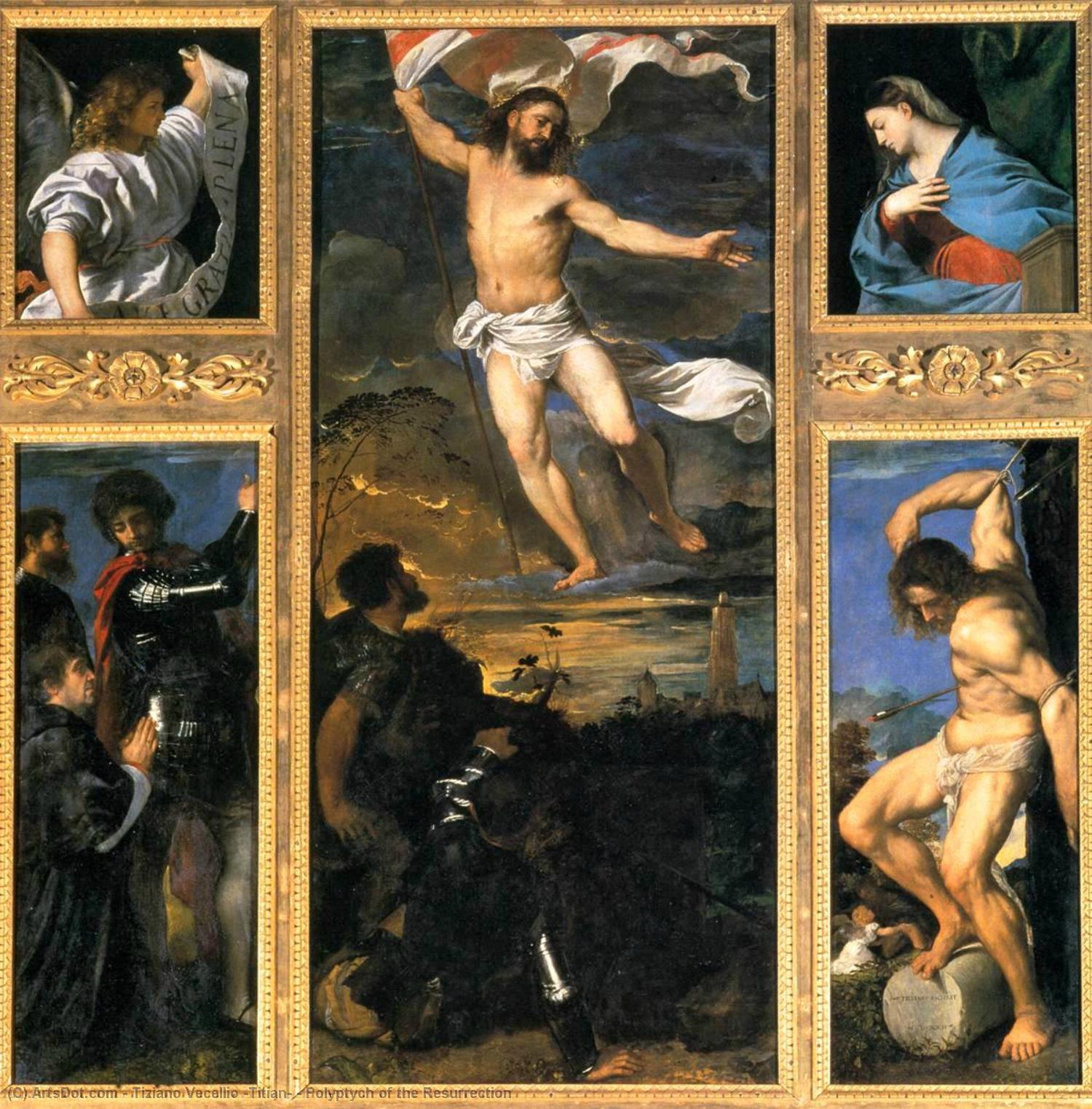 WikiOO.org - 百科事典 - 絵画、アートワーク Tiziano Vecellio (Titian) - 復活のポリプティック