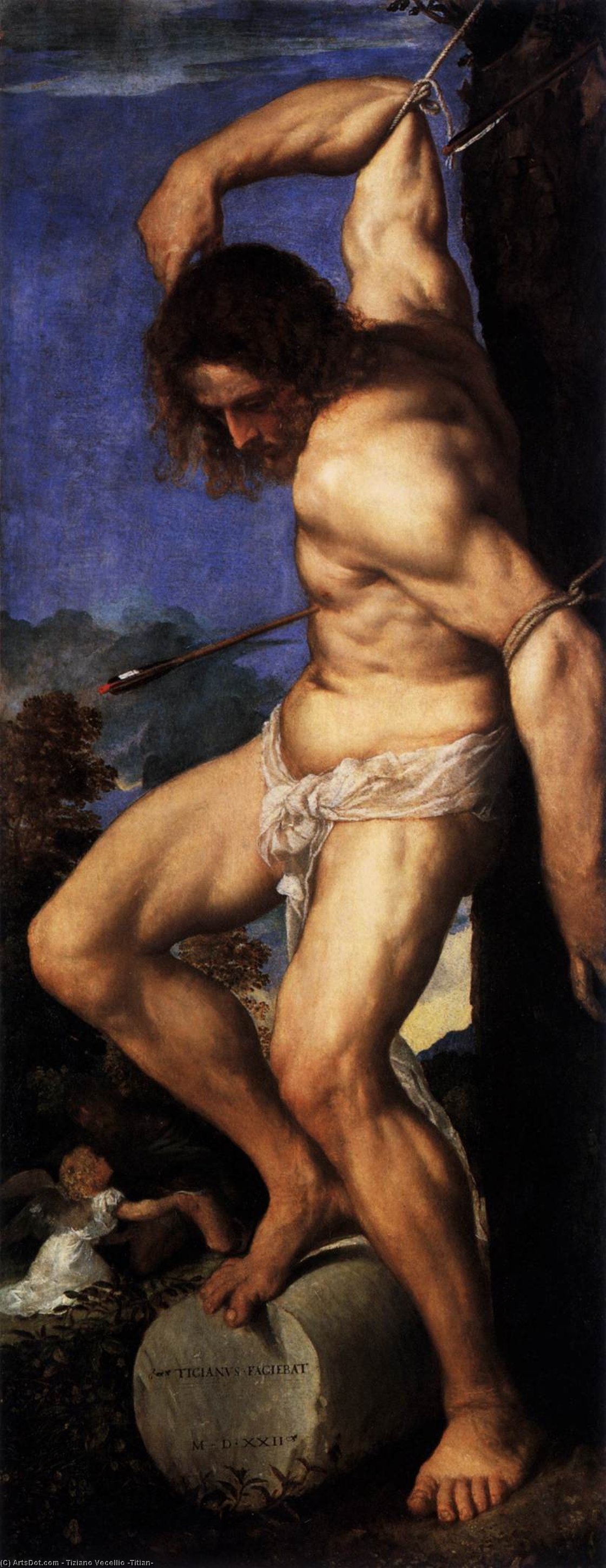 Wikioo.org - The Encyclopedia of Fine Arts - Painting, Artwork by Tiziano Vecellio (Titian) - Polyptych of the Resurrection: St Sebastian