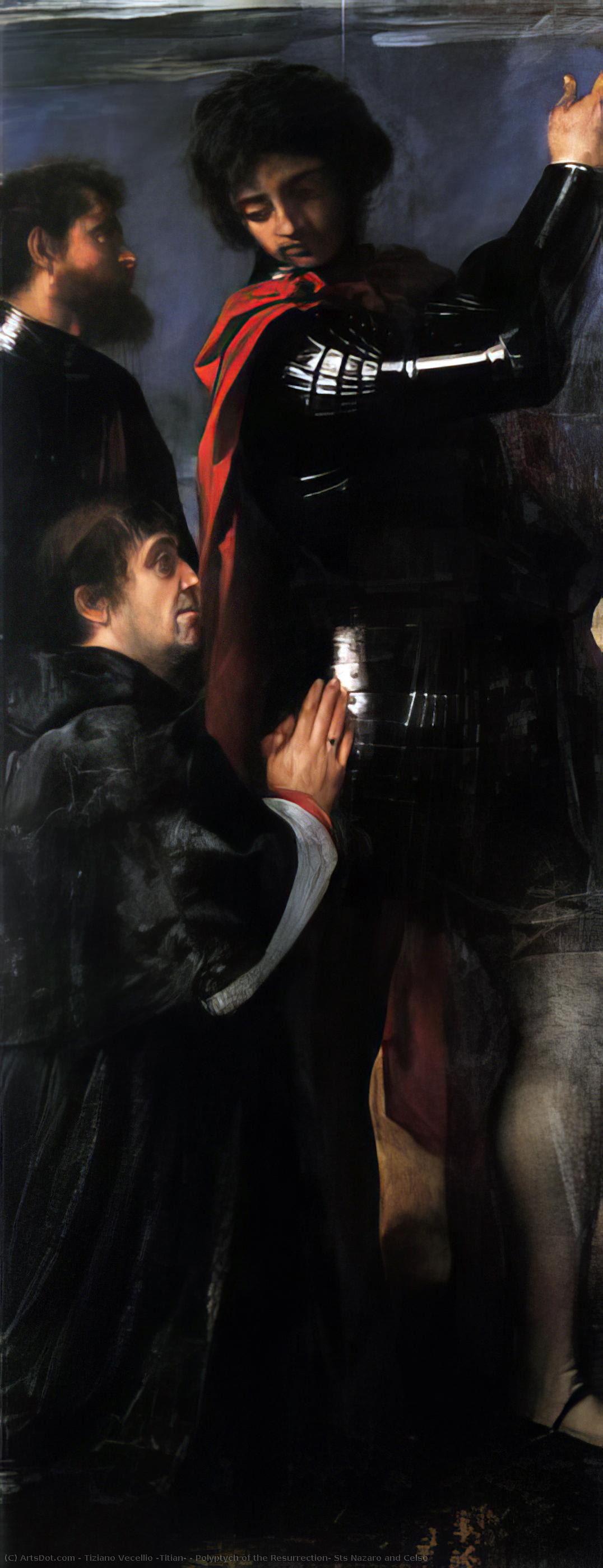 Wikoo.org - موسوعة الفنون الجميلة - اللوحة، العمل الفني Tiziano Vecellio (Titian) - Polyptych of the Resurrection: Sts Nazaro and Celso