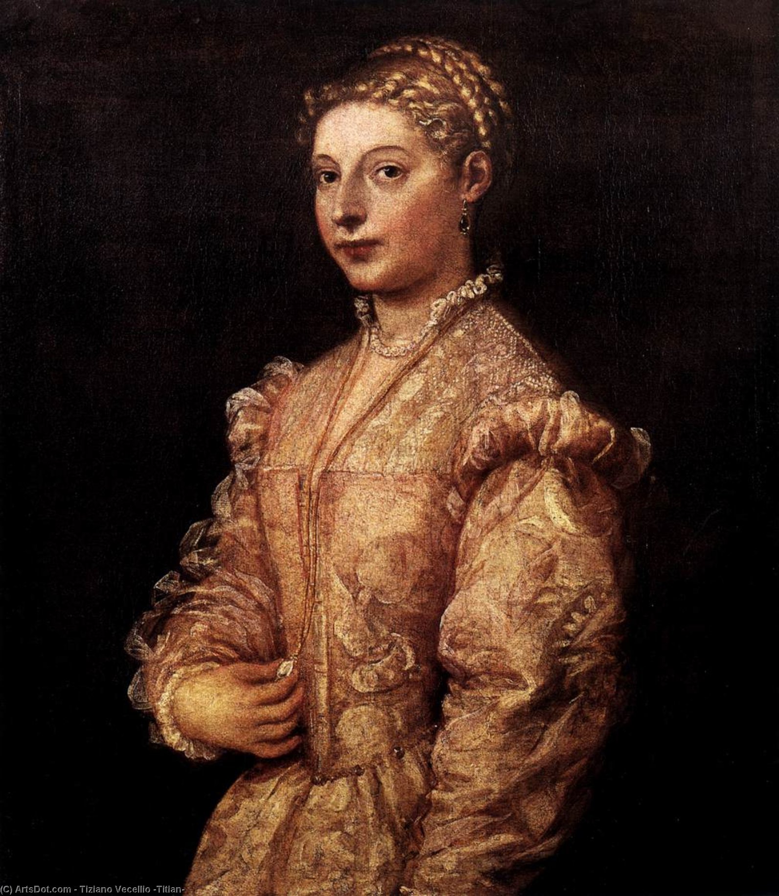 Wikioo.org - The Encyclopedia of Fine Arts - Painting, Artwork by Tiziano Vecellio (Titian) - Portrait of a Girl