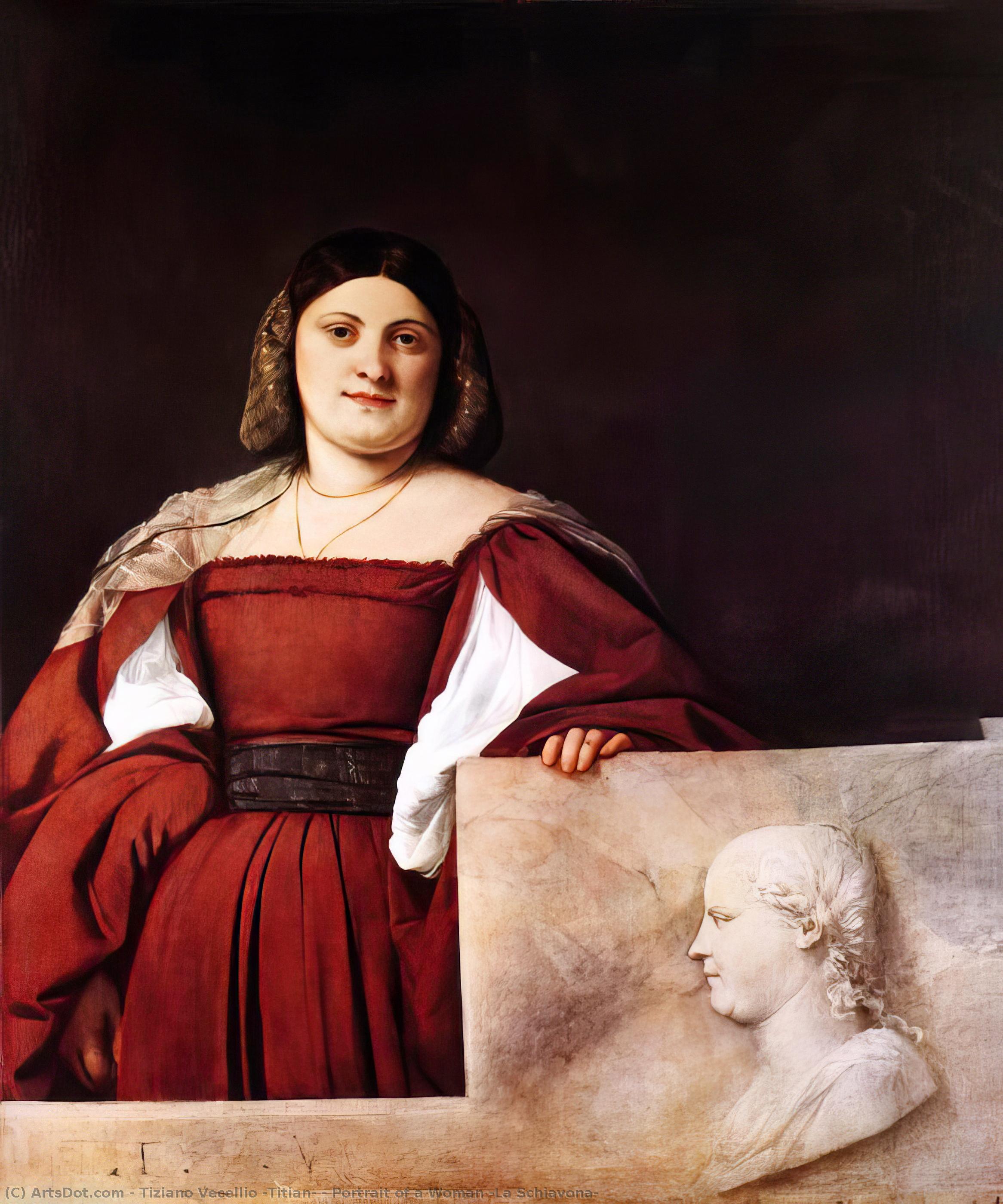 WikiOO.org - Encyclopedia of Fine Arts - Schilderen, Artwork Tiziano Vecellio (Titian) - Portrait of a Woman (La Schiavona)