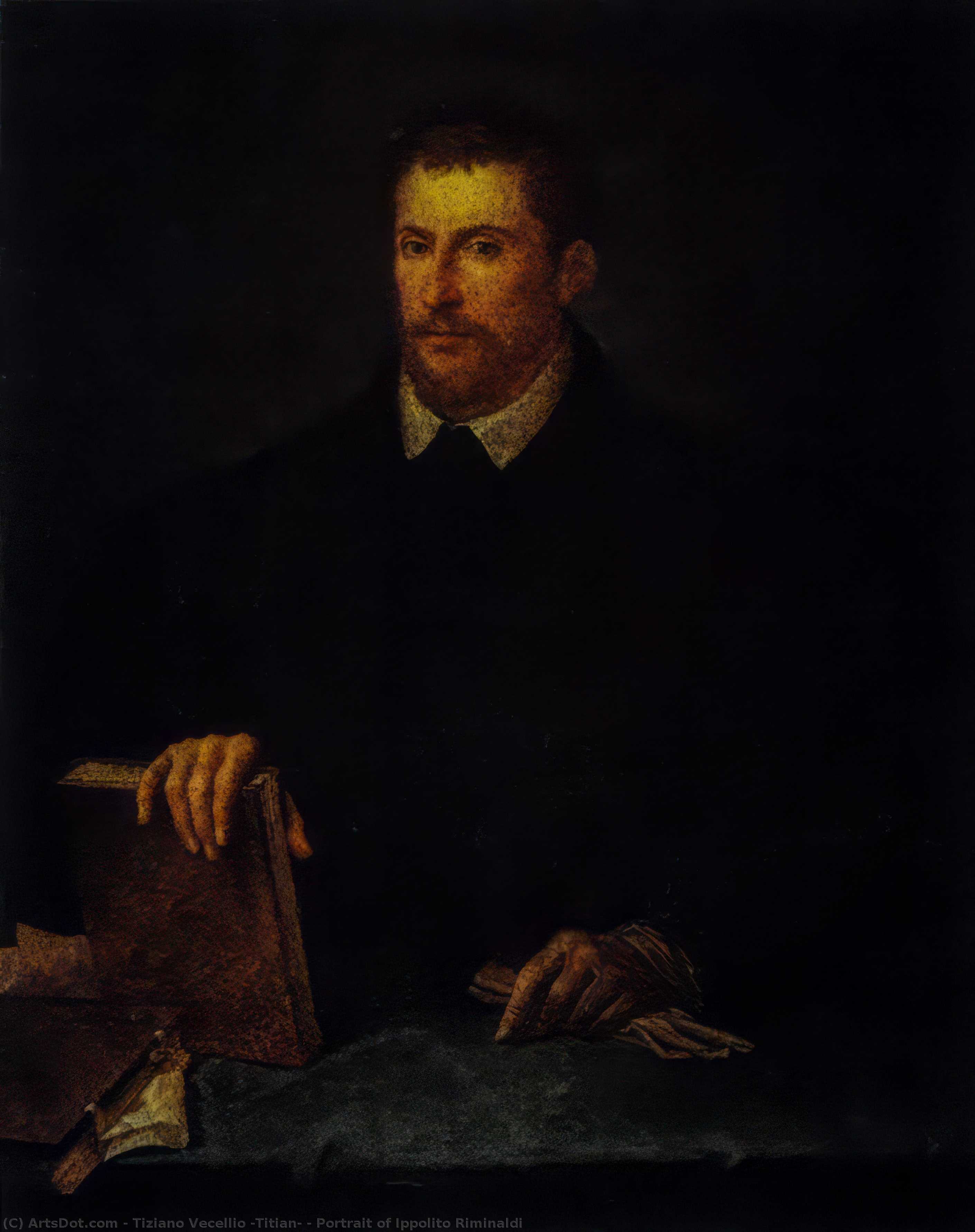 Wikioo.org - The Encyclopedia of Fine Arts - Painting, Artwork by Tiziano Vecellio (Titian) - Portrait of Ippolito Riminaldi