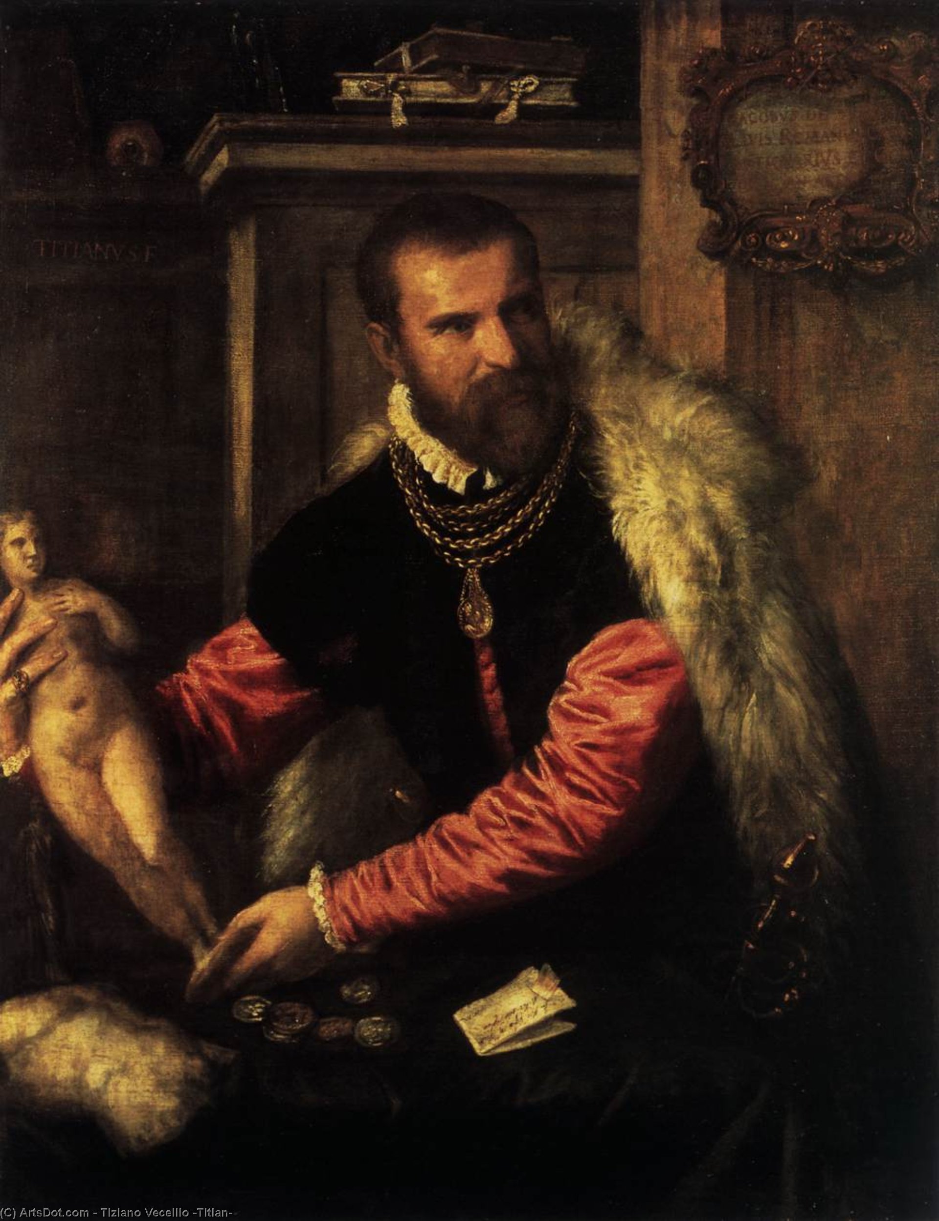 Wikioo.org - The Encyclopedia of Fine Arts - Painting, Artwork by Tiziano Vecellio (Titian) - Portrait of Jacopo Strada