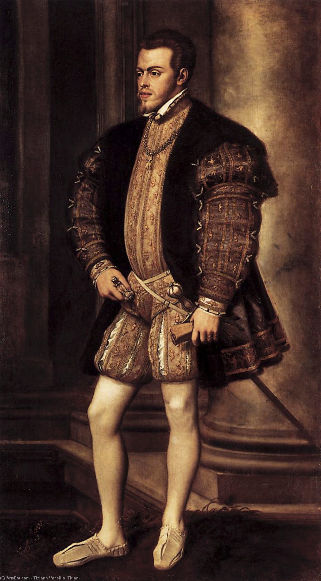 Wikioo.org – La Enciclopedia de las Bellas Artes - Pintura, Obras de arte de Tiziano Vecellio (Titian) - retrato de felipe ii